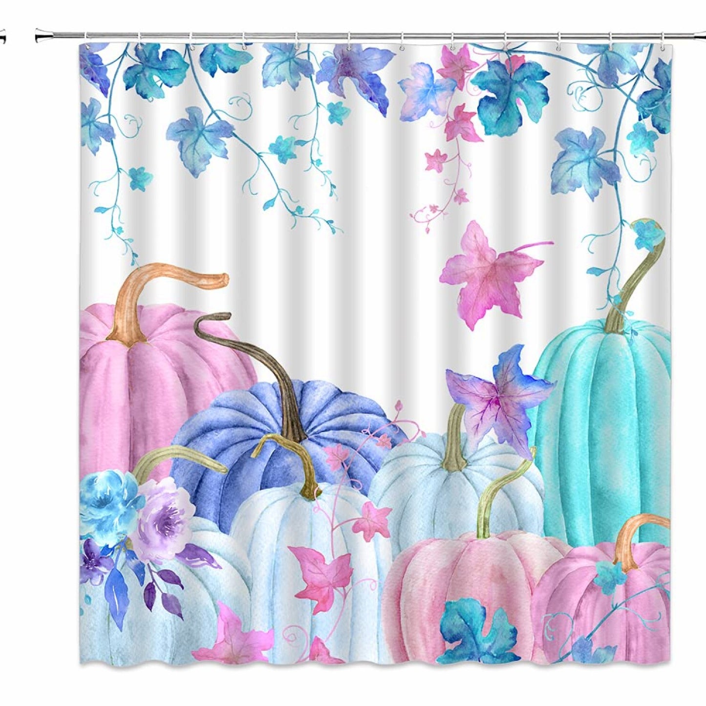 Fall Pumpkin Watercolor Shower Curtain 70x70