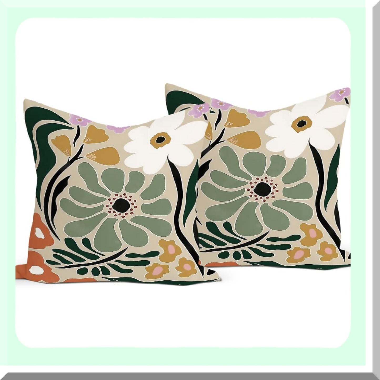 Groovy Blossom Reversible Throw Pillow Covers - Set of 2 | Colorful Floral Decor for Home Living Room & Girls Room | 18x18 Inch Cottagecore Pillowcases