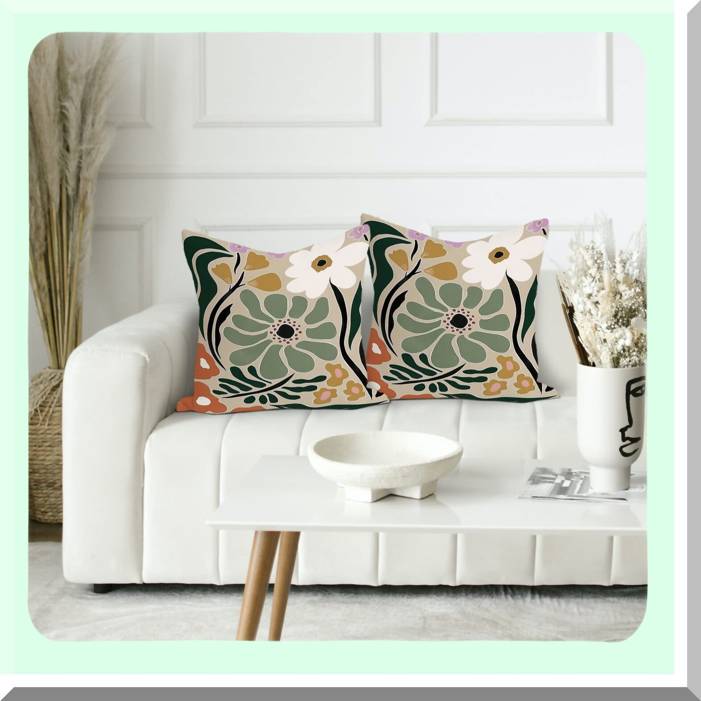 Groovy Blossom Reversible Throw Pillow Covers - Set of 2 | Colorful Floral Decor for Home Living Room & Girls Room | 18x18 Inch Cottagecore Pillowcases