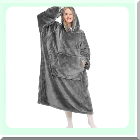 CozySherpa Oversized Blanket Hoodie - Ultra-Soft, Warm, and Comfy with Big Pocket for Men & Women, Indoor/Outdoor Use, Dark Gray