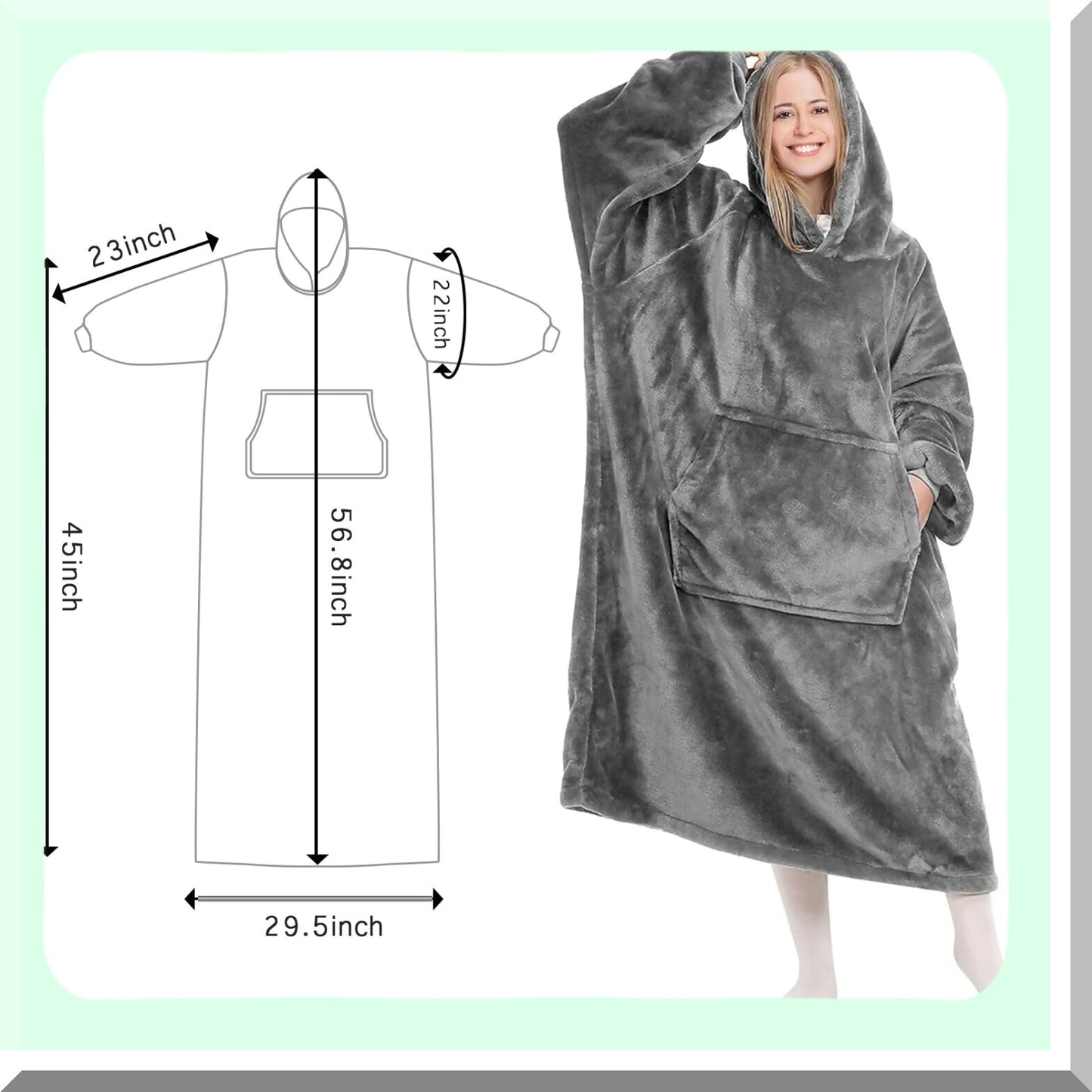 CozySherpa Oversized Blanket Hoodie - Ultra-Soft, Warm, and Comfy with Big Pocket for Men & Women, Indoor/Outdoor Use, Dark Gray