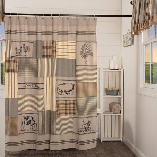 Charcoal Patchwork Shower Curtain 72x72