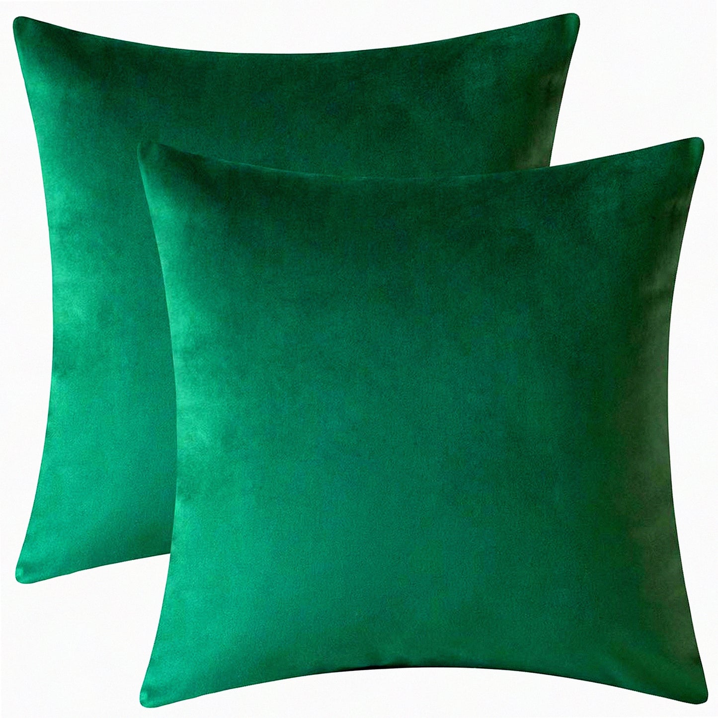 Velvet Bliss Throw Pillow Covers - Set of 2 Dark Green 18"x18" Cushion Cases for Bedding & Sofa Decor, Soft & Comfortable with Hidden Zipper