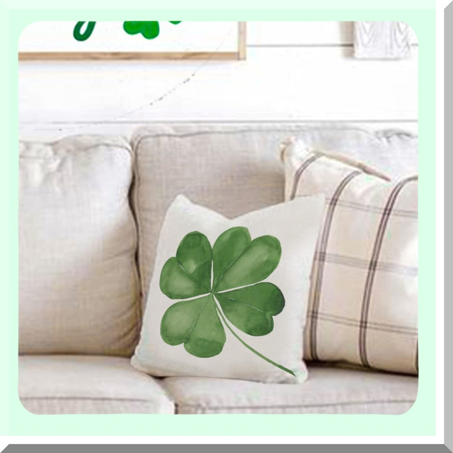 Shamrock Farmhouse Pillow Set - St Patricks Day Decorative Throw Pillows 18x18 - Lucky Home Decorations - Set of 4 St Patricks Day Pillow Covers