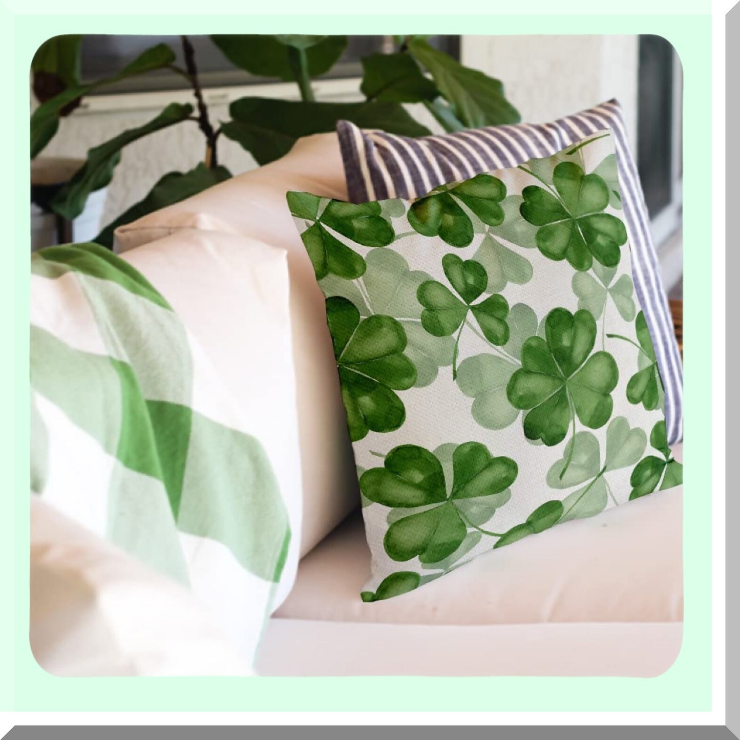 Shamrock Farmhouse Pillow Set - St Patricks Day Decorative Throw Pillows 18x18 - Lucky Home Decorations - Set of 4 St Patricks Day Pillow Covers