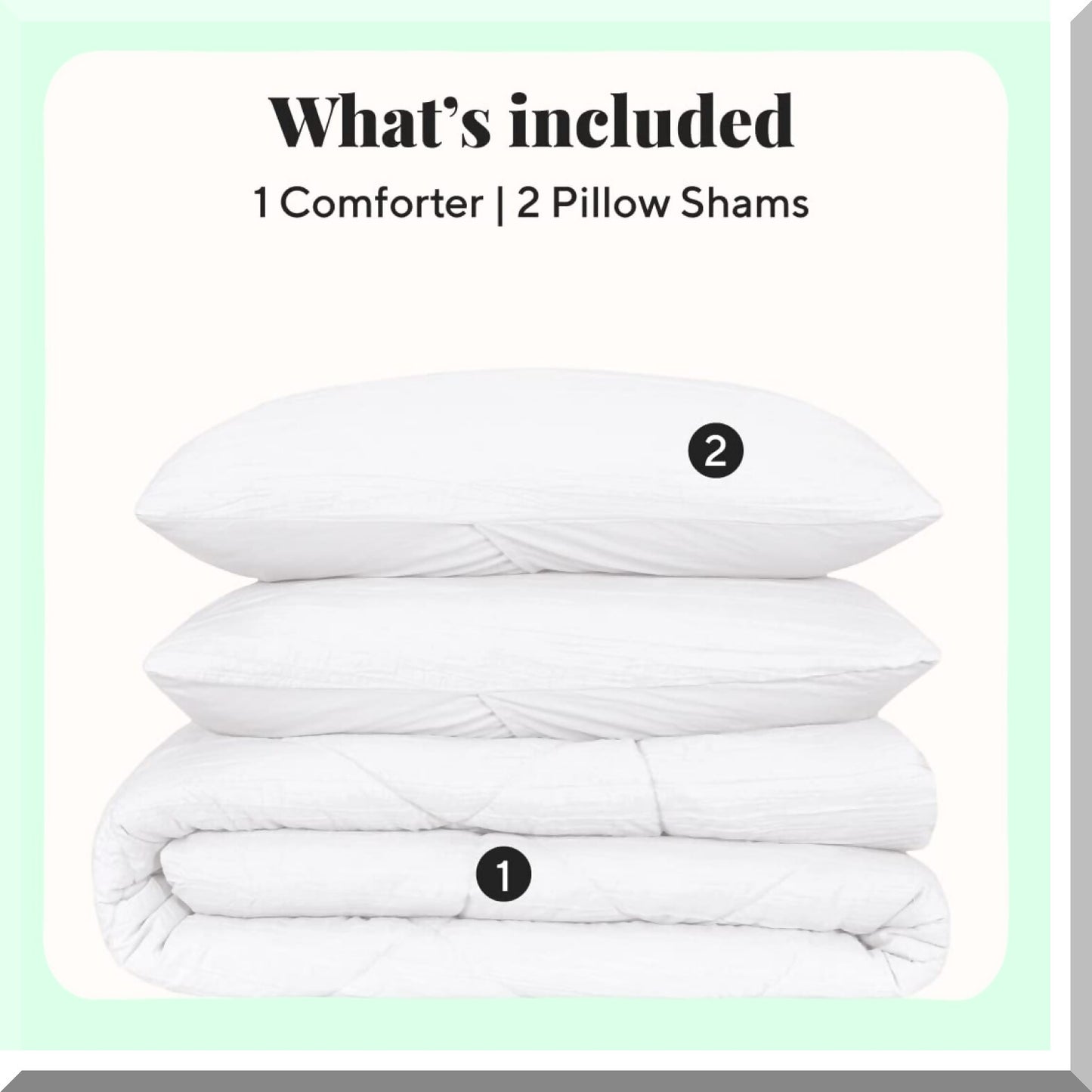 CrinkleSoft Queen Comforter Set - All Season Microfiber Bedding (3 Pieces: 1 Comforter, 2 Pillowcases) - White - Cozy Sleep Essentials