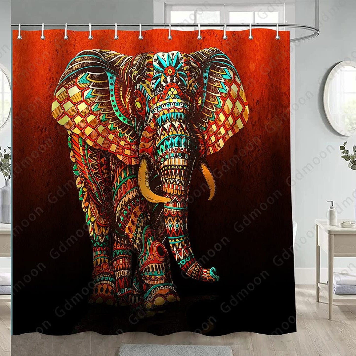 Elephant Floral Shower Curtain 72x72 Inches
