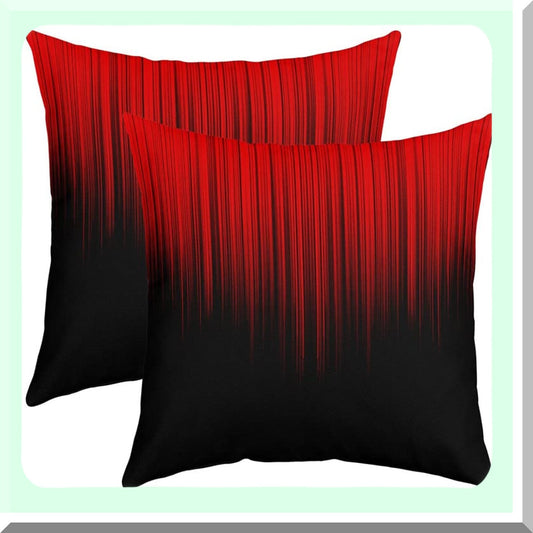 Geometric Ombre Striped Pillow Cover Set - Red Black Abstract Square Cushion Case for Couch Sofa Bedroom Living Room Decor - Modern Pillowcases 18x18 Inches - Pack of 2