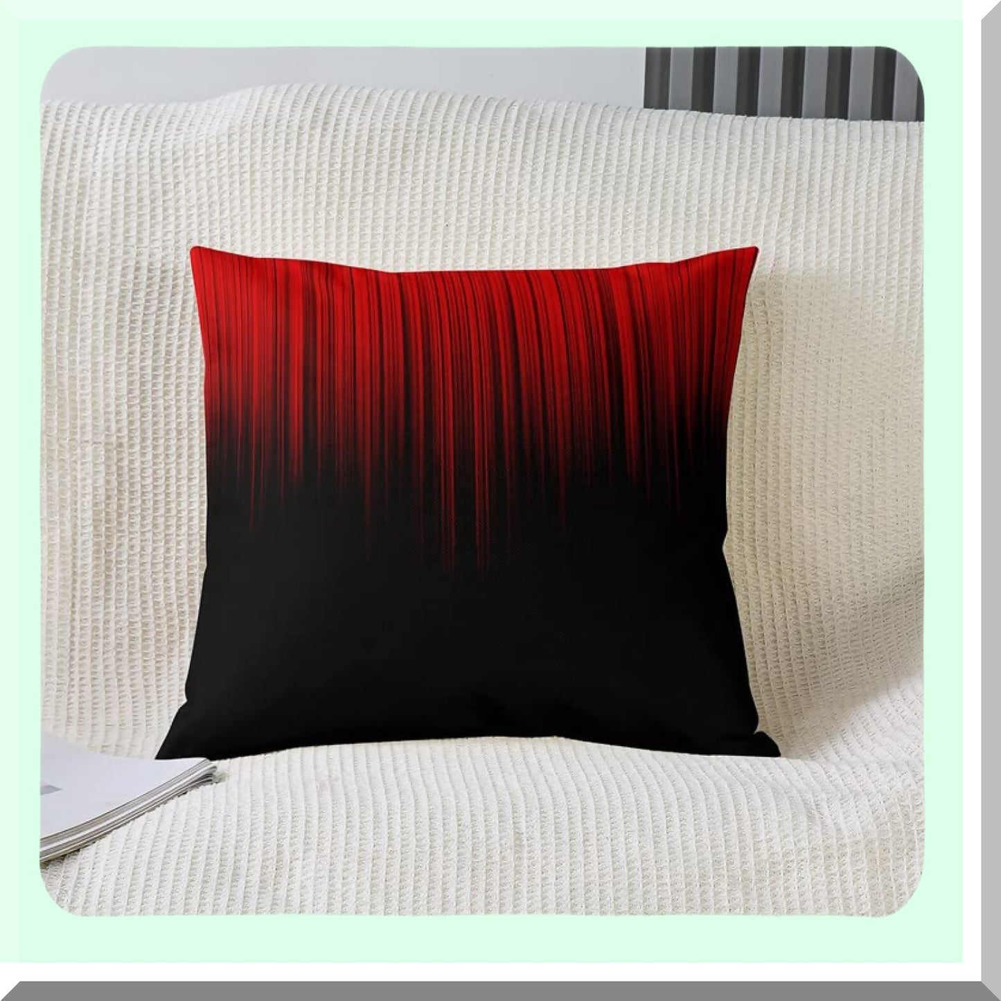 Geometric Ombre Striped Pillow Cover Set - Red Black Abstract Square Cushion Case for Couch Sofa Bedroom Living Room Decor - Modern Pillowcases 18x18 Inches - Pack of 2