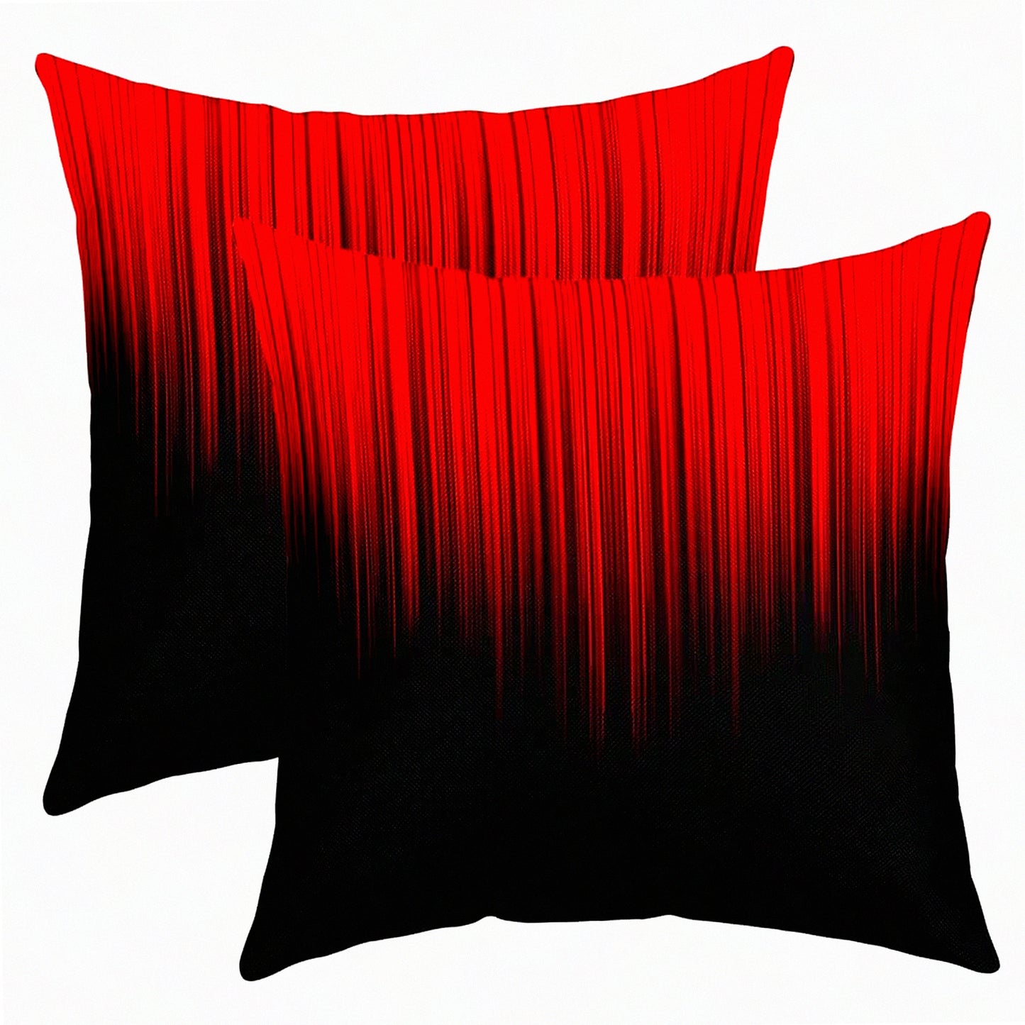 Geometric Ombre Striped Pillow Cover Set - Red Black Abstract Square Cushion Case for Couch Sofa Bedroom Living Room Decor - Modern Pillowcases 18x18 Inches - Pack of 2