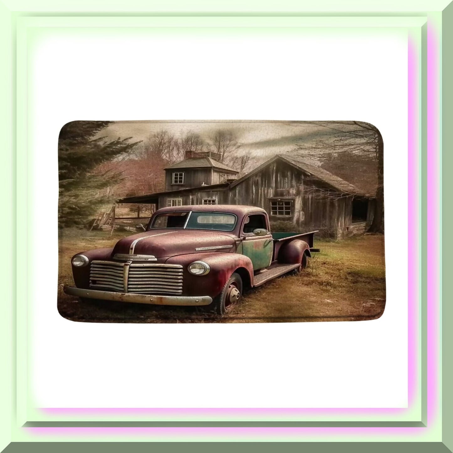 Vintage Farm Truck Bathroom Rug 17.8 x 29.5 in