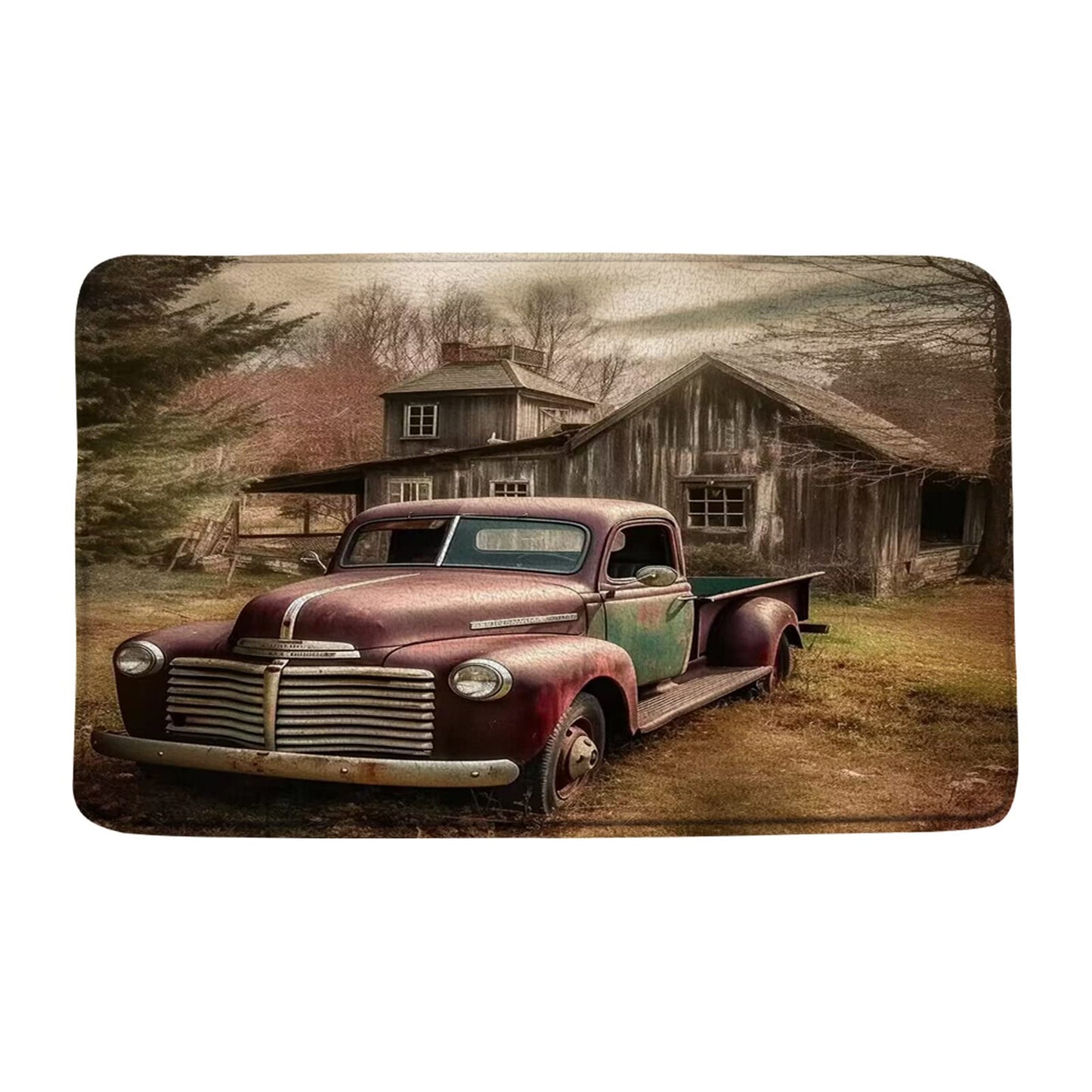 Vintage Farm Truck Bathroom Rug 17.8 x 29.5 in