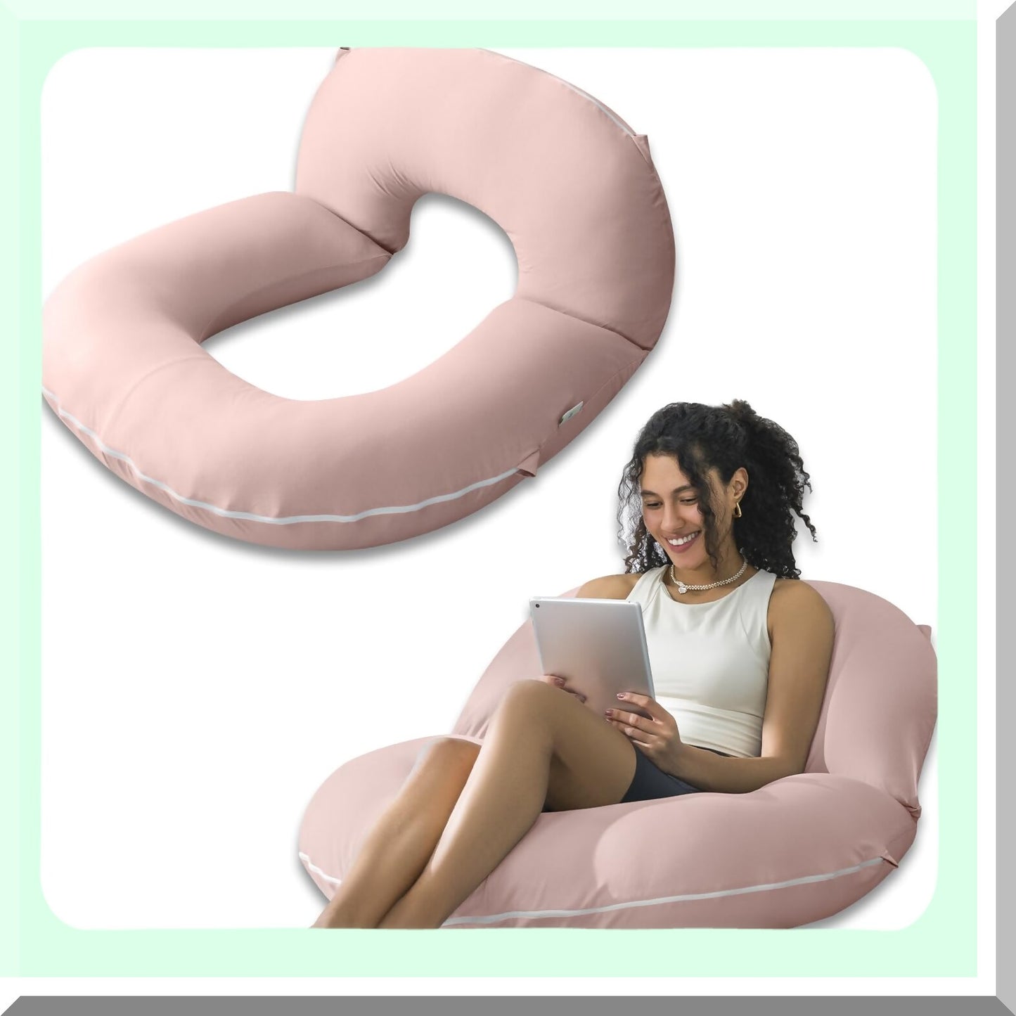 Cooling Comfort Reading Pillow - Relaxing Back Support for Adults & Kids - Sit Up Pillow for Bed - Cotton-Apricot Design