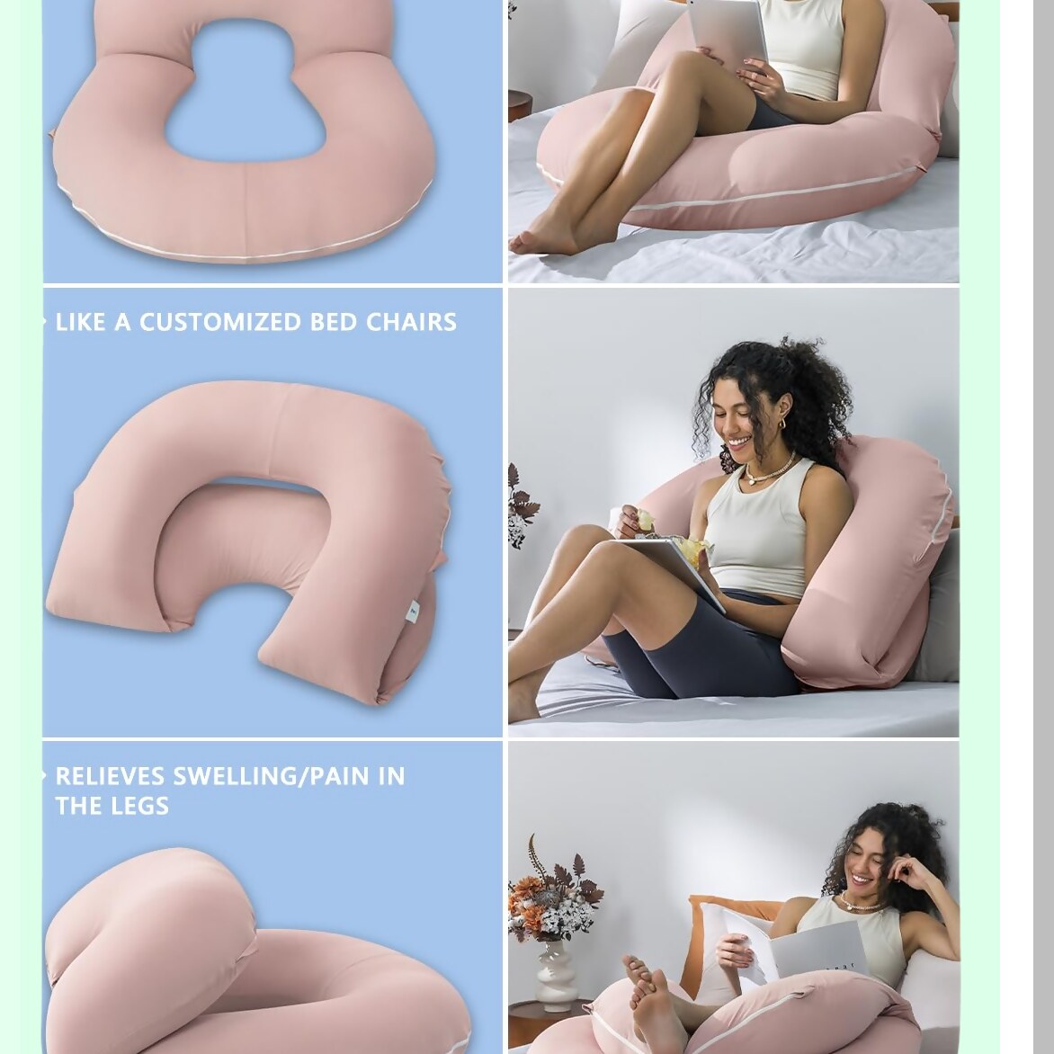 Cooling Comfort Reading Pillow - Relaxing Back Support for Adults & Kids - Sit Up Pillow for Bed - Cotton-Apricot Design