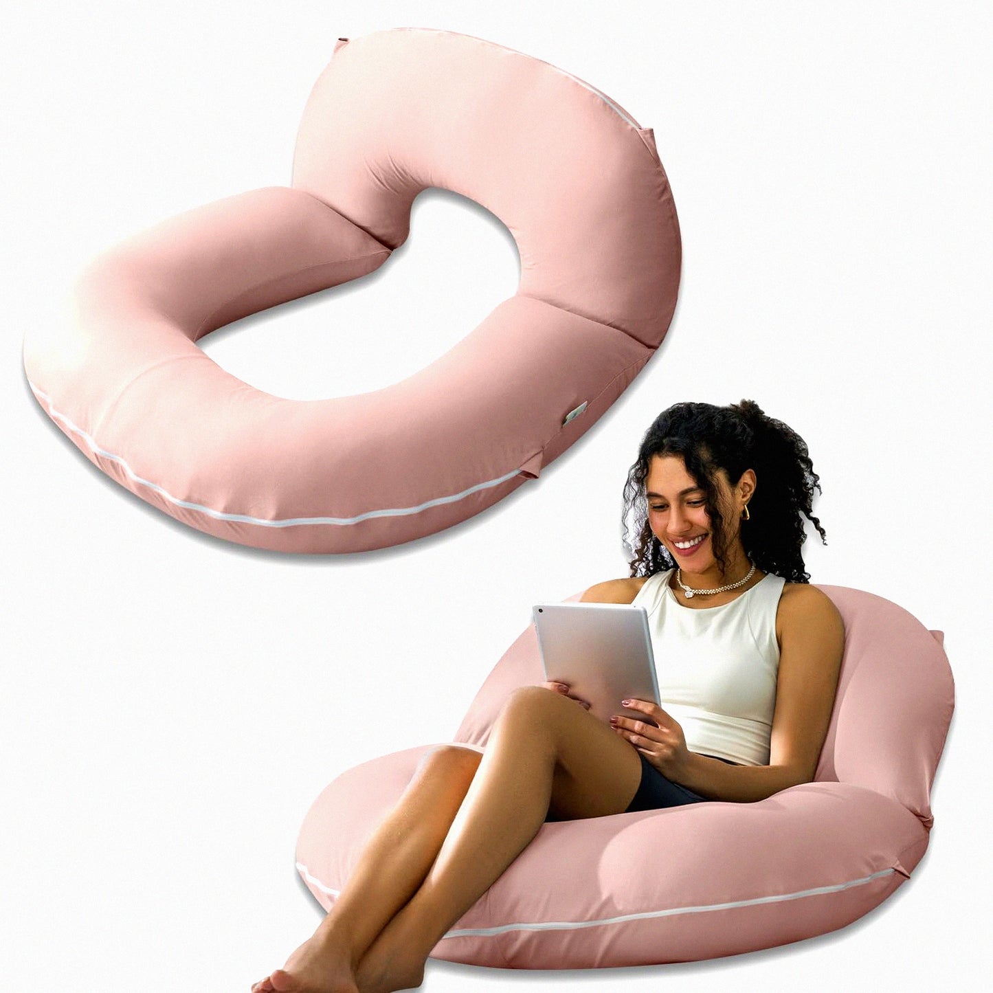 Cooling Comfort Reading Pillow - Relaxing Back Support for Adults & Kids - Sit Up Pillow for Bed - Cotton-Apricot Design