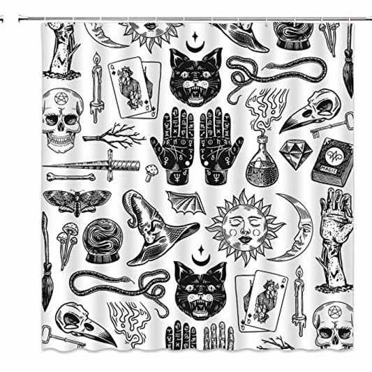 Gothic Tarot Shower Curtain with Hooks