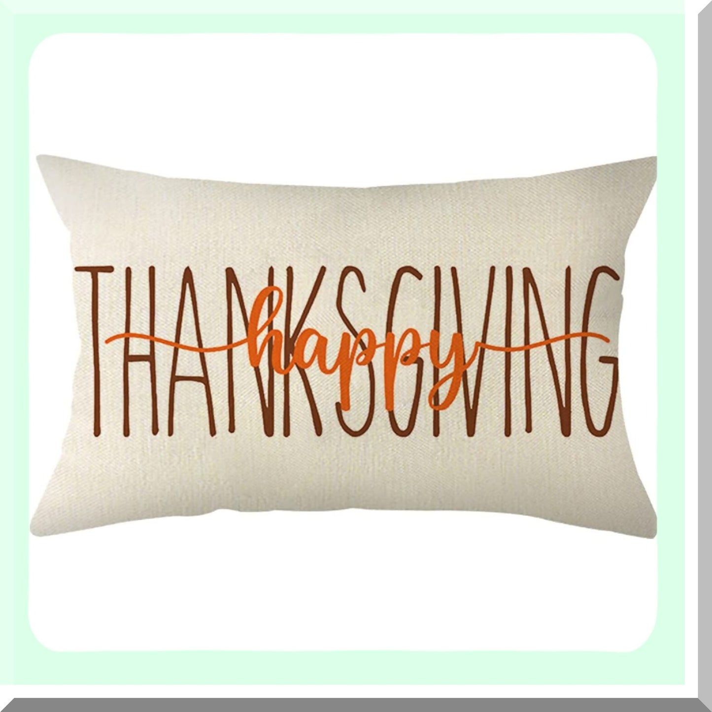 Thanksgiving Farmhouse Lumbar Pillow Cover - Holiday Sofa Decoration - 12x20 Inch Cushion Case for Couch - Happy Thanksgiving Theme