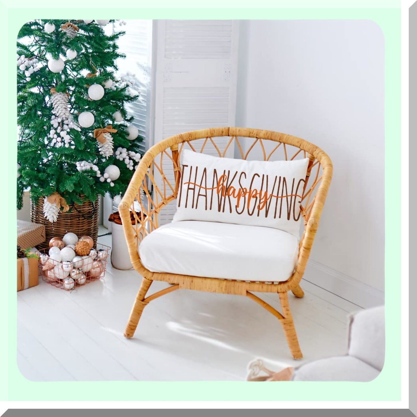 Thanksgiving Farmhouse Lumbar Pillow Cover - Holiday Sofa Decoration - 12x20 Inch Cushion Case for Couch - Happy Thanksgiving Theme
