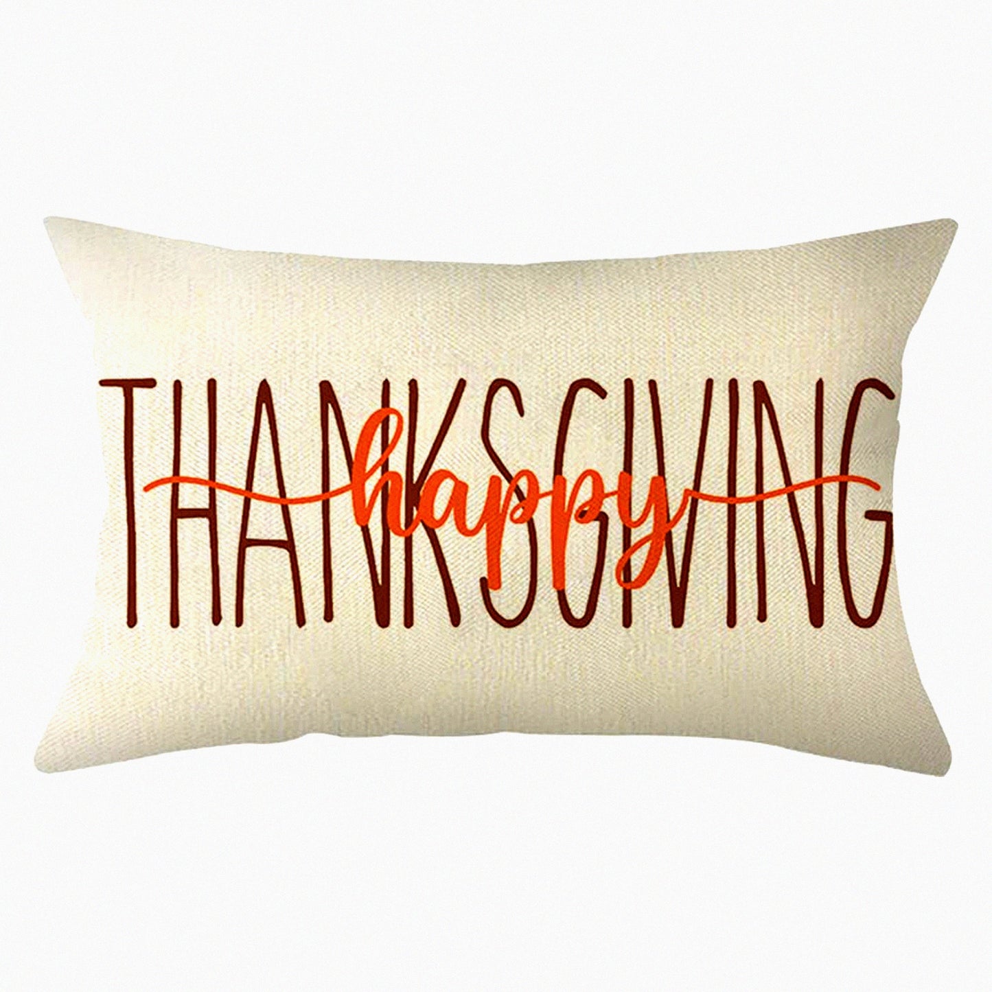 Thanksgiving Farmhouse Lumbar Pillow Cover - Holiday Sofa Decoration - 12x20 Inch Cushion Case for Couch - Happy Thanksgiving Theme