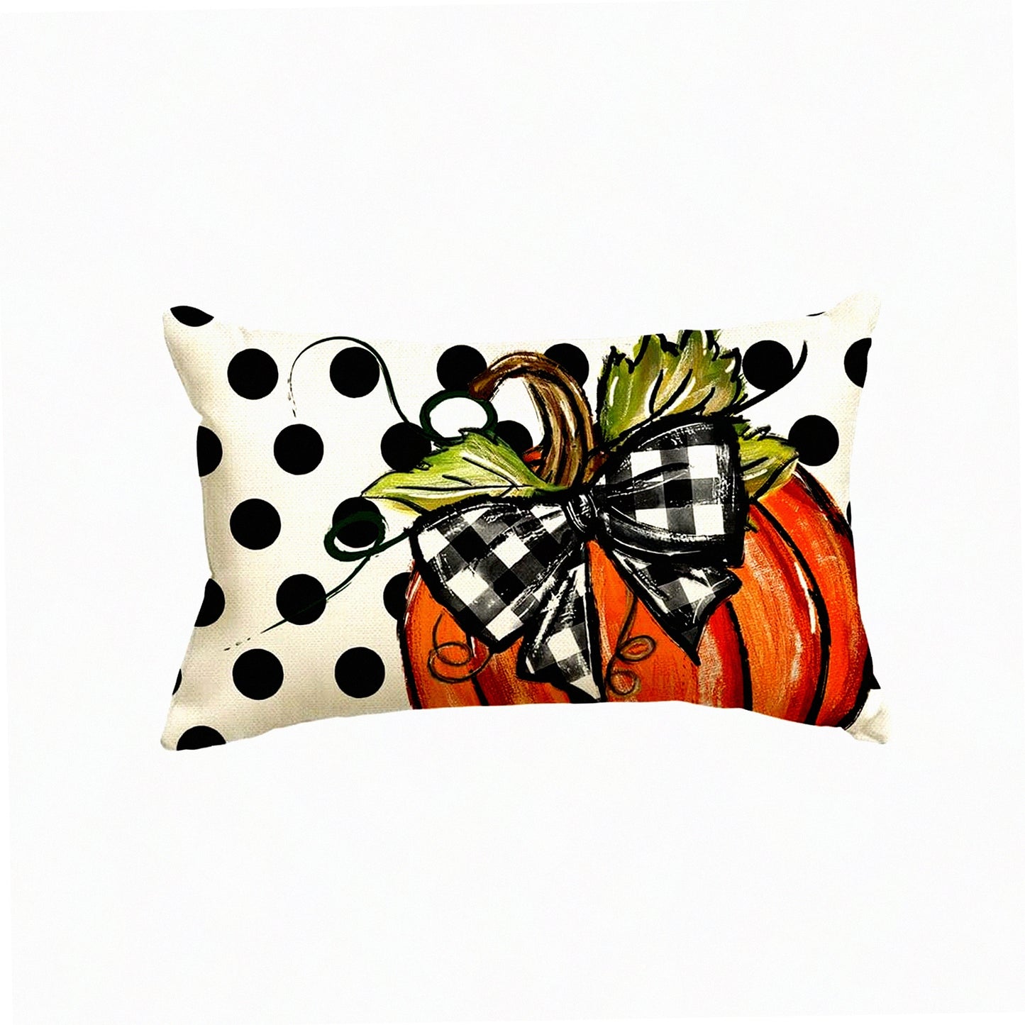 Autumn Harvest Polka Dot Pillow Cover - Fall Decorative Throw Cushion for Sofa, Seasonal Thanksgiving Home Decoration - 12x20 Inch