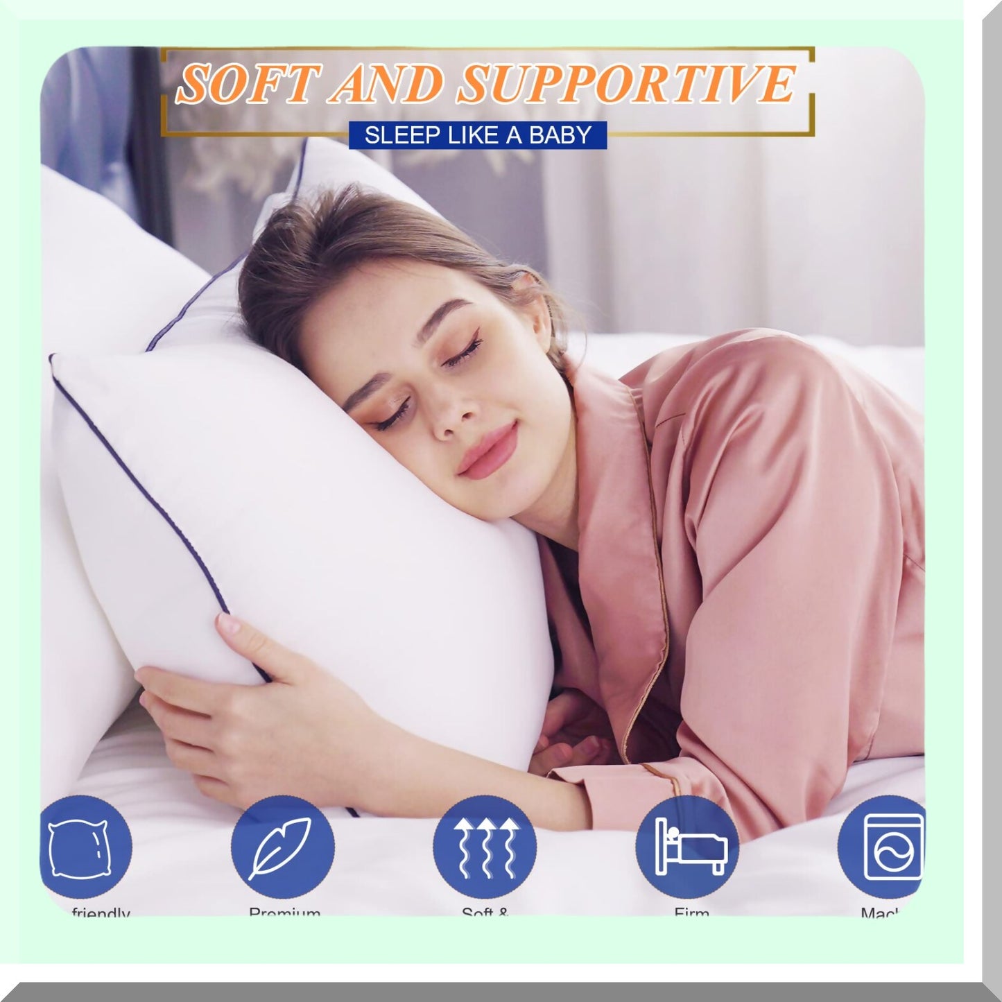CoolDream Queen Size Medium Firm Bed Pillows Set - Premium Soft Down Alternative Fill for Back, Stomach, Side Sleepers - Cooling Hotel Quality - 4570CM