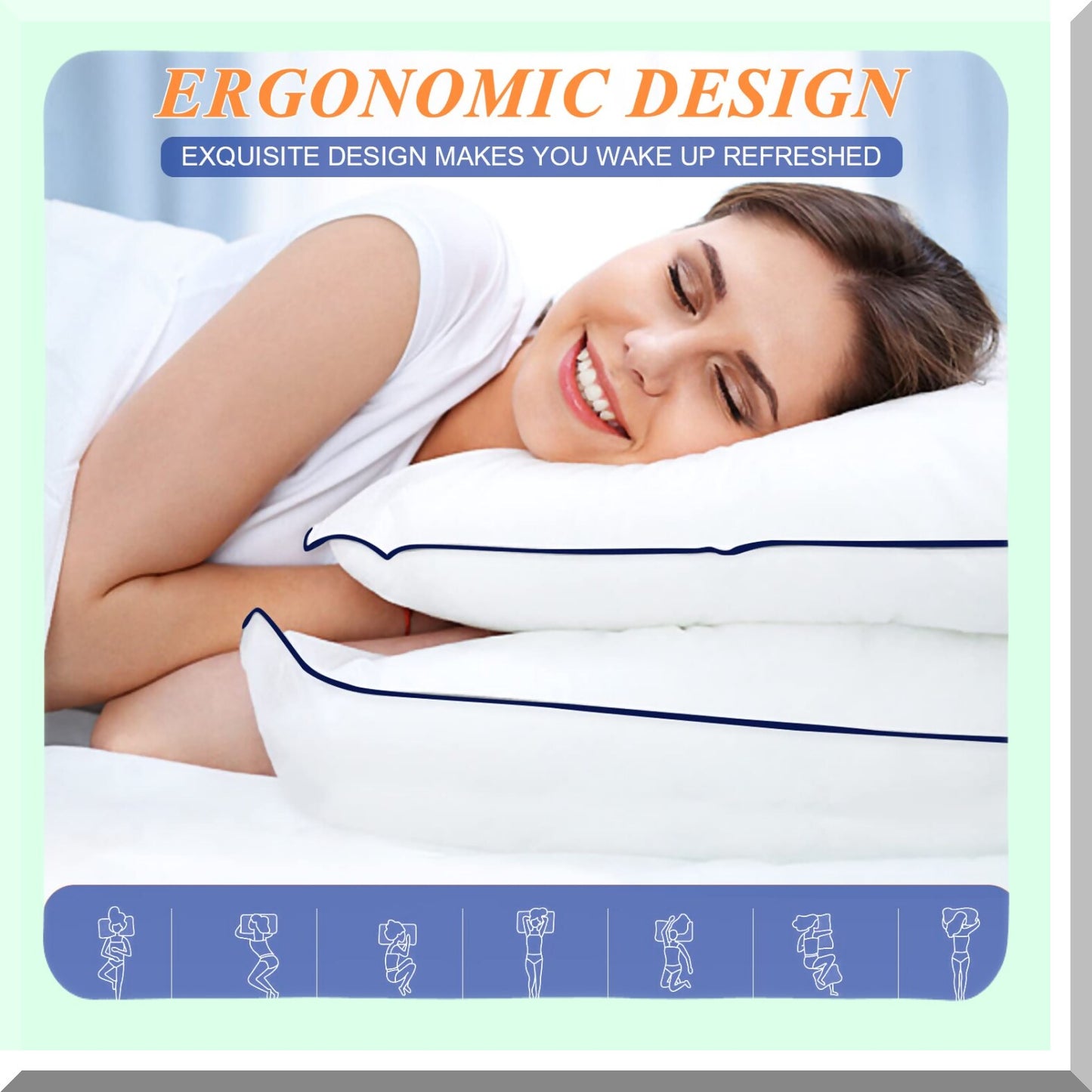CoolDream Queen Size Medium Firm Bed Pillows Set - Premium Soft Down Alternative Fill for Back, Stomach, Side Sleepers - Cooling Hotel Quality - 4570CM