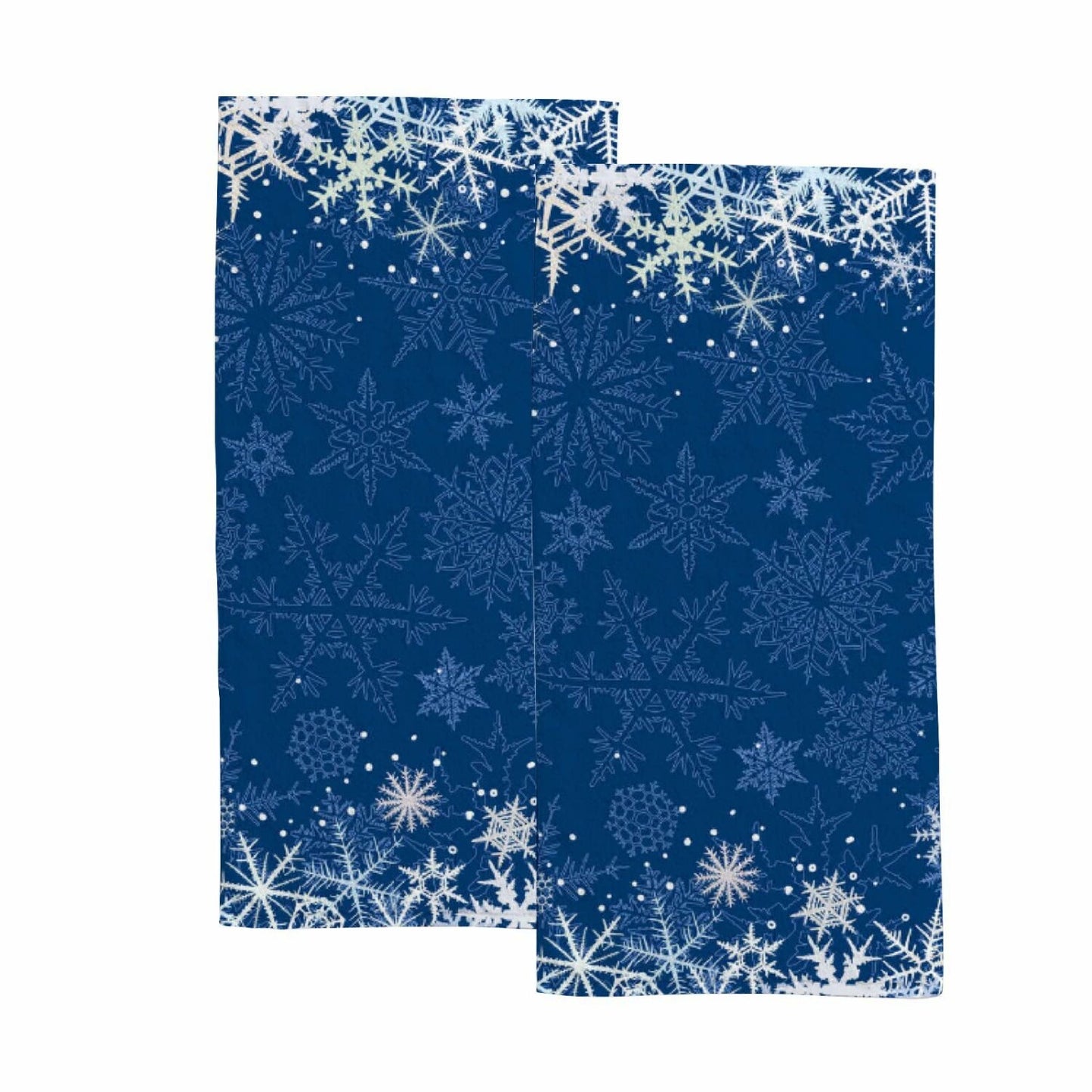 Set of 2 Dark Blue Snowflake Hand Towels
