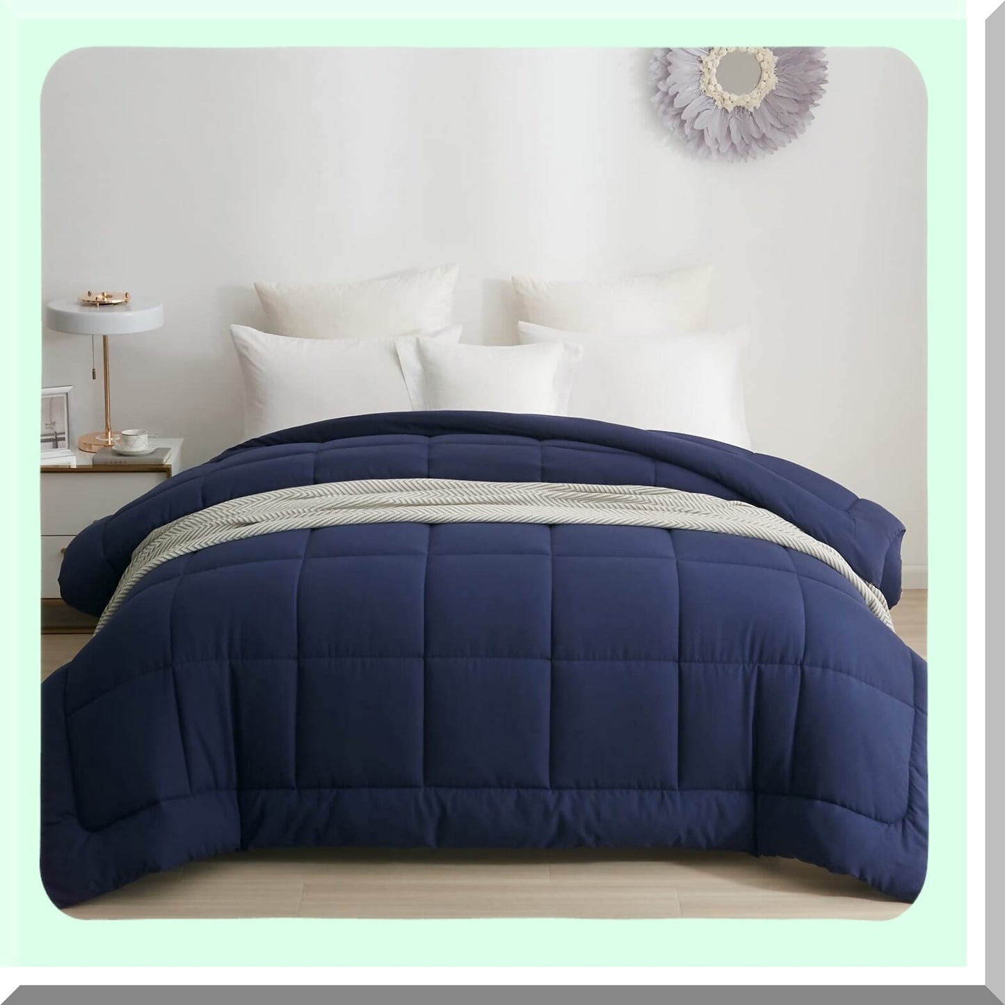Blue Bliss All Season Full Size Comforter - 240 GSM Quilted Bedding with Corner Tabs, Machine Washable Microfiber Down Alternative Comforter