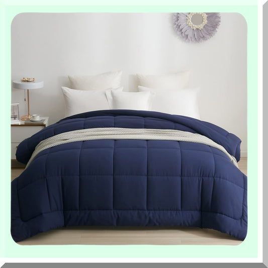 Blue Bliss All Season Full Size Comforter - 240 GSM Quilted Bedding with Corner Tabs, Machine Washable Microfiber Down Alternative Comforter
