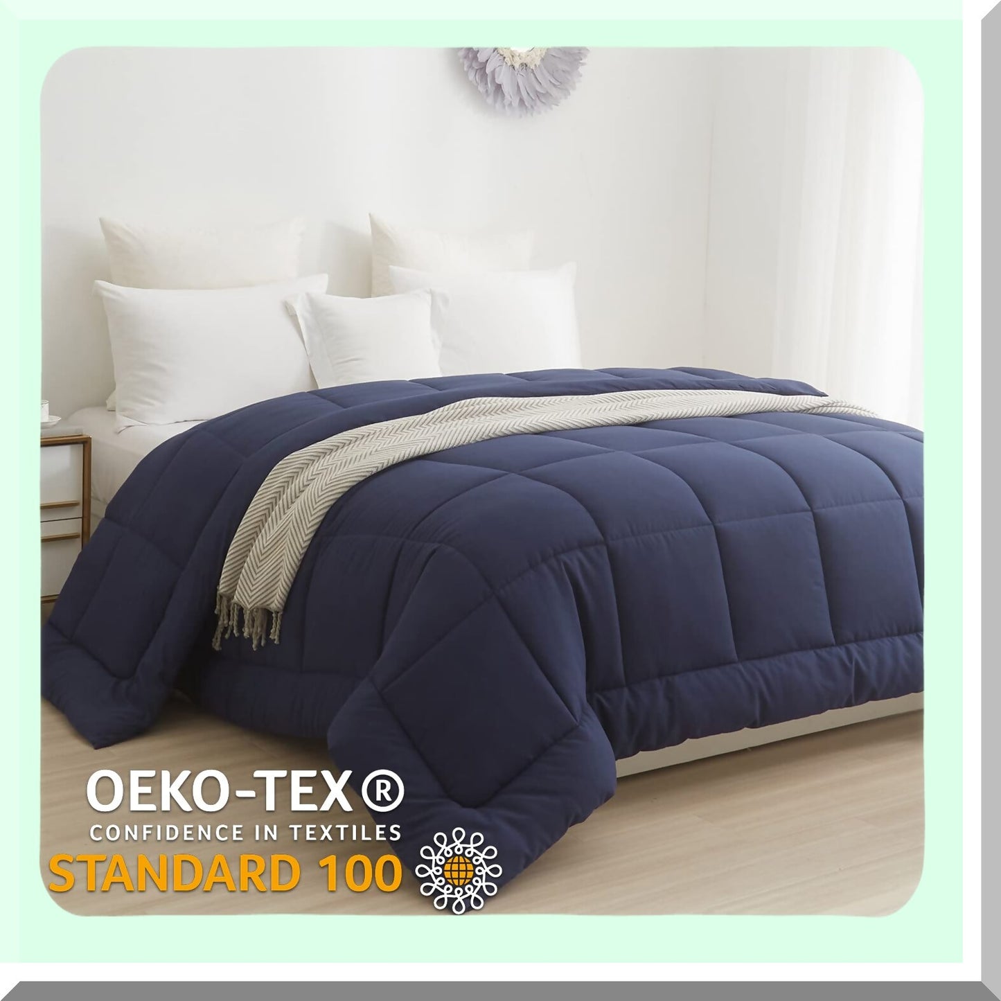 Blue Bliss All Season Full Size Comforter - 240 GSM Quilted Bedding with Corner Tabs, Machine Washable Microfiber Down Alternative Comforter