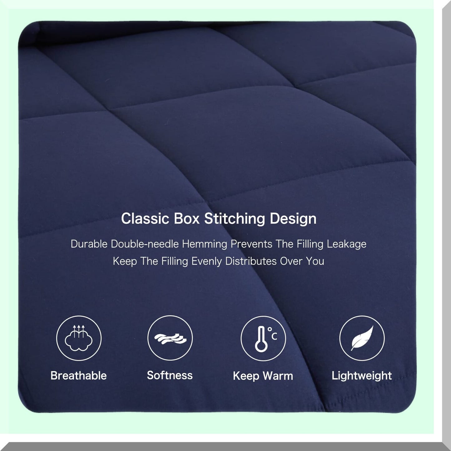 Blue Bliss All Season Full Size Comforter - 240 GSM Quilted Bedding with Corner Tabs, Machine Washable Microfiber Down Alternative Comforter