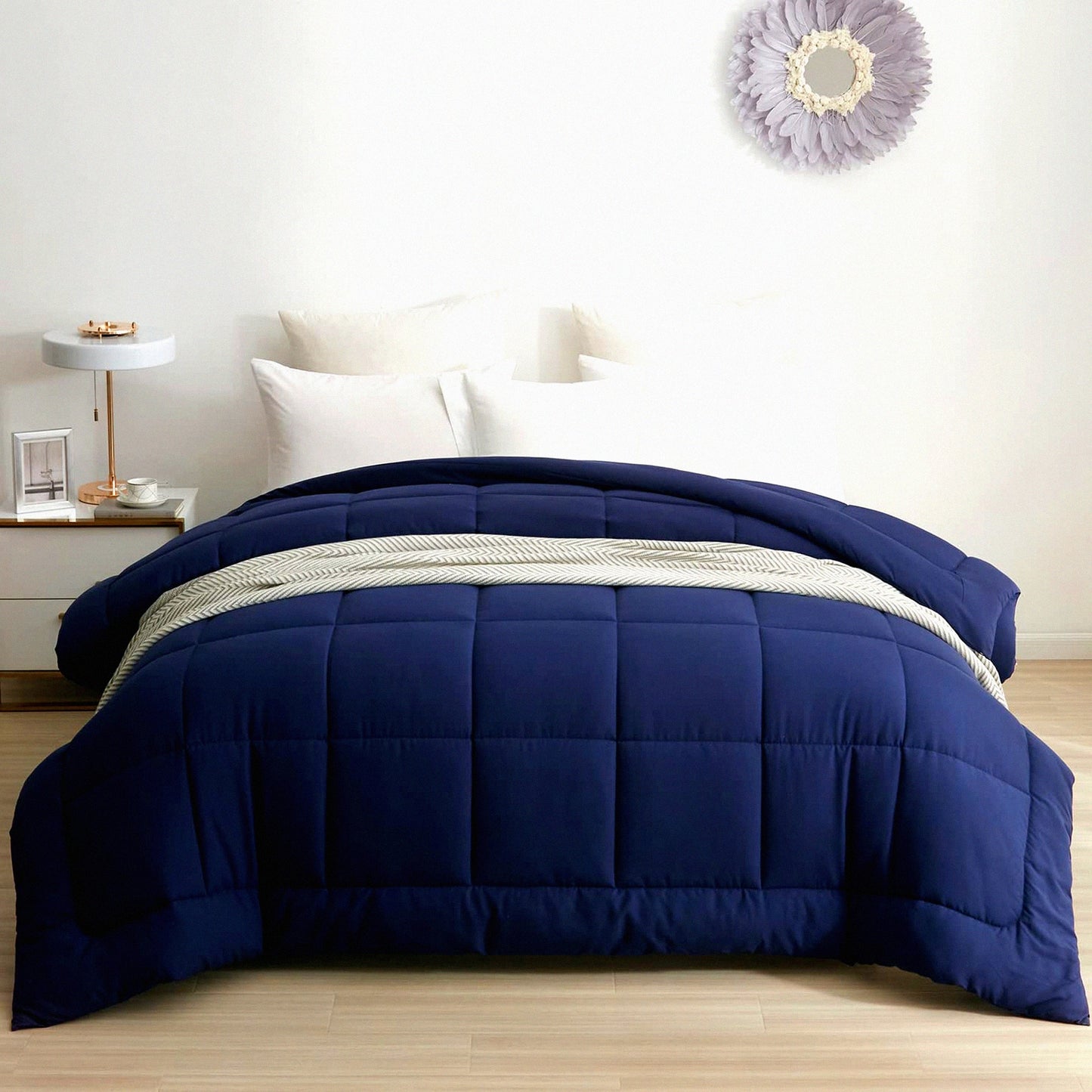 Blue Bliss All Season Full Size Comforter - 240 GSM Quilted Bedding with Corner Tabs, Machine Washable Microfiber Down Alternative Comforter