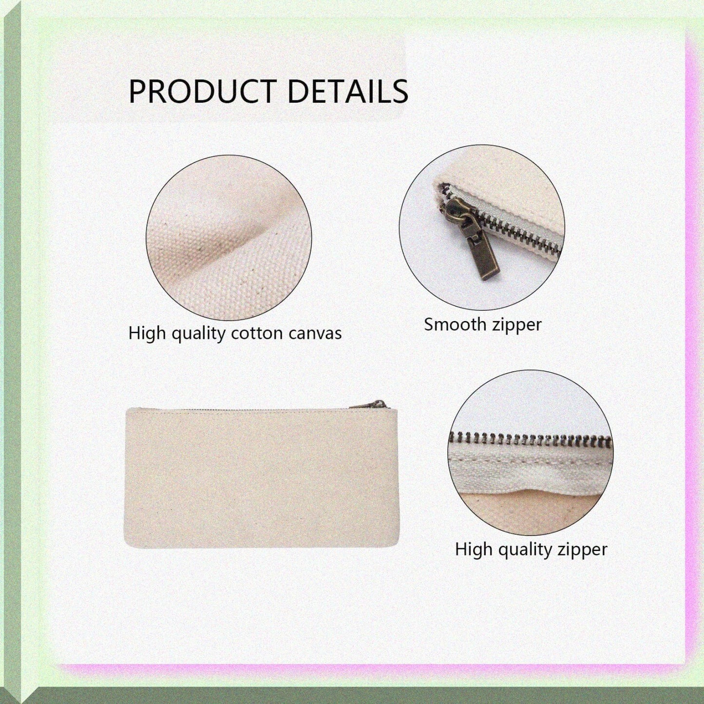 Canvas Pencil Pen Case Beige S