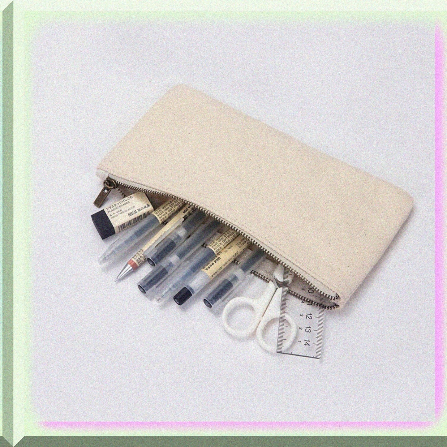 Canvas Pencil Pen Case Beige S