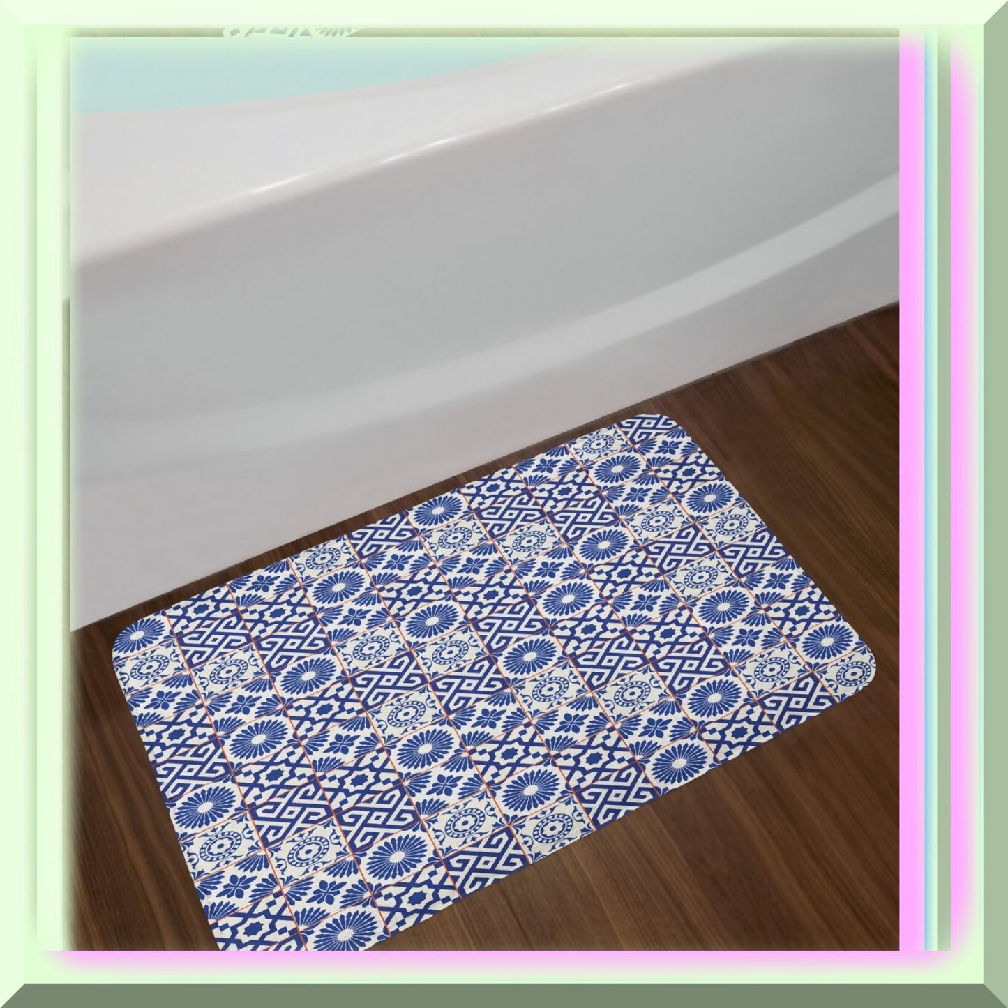 Moroccan Bath Mat Grey Blue 30.2" x 20"