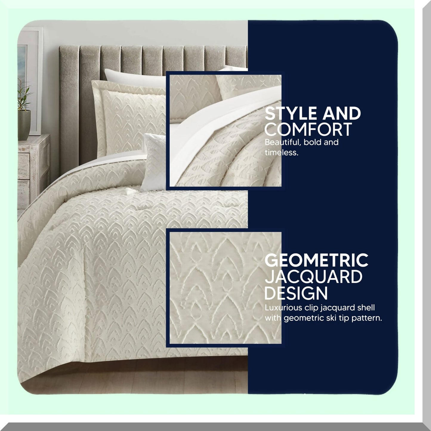 Geometric Bliss 5-Piece Comforter Set - Jacquard Clip Design, Queen Size, Blush Pink - Includes Decorative Pillows and Shams - Luxurious Bedding