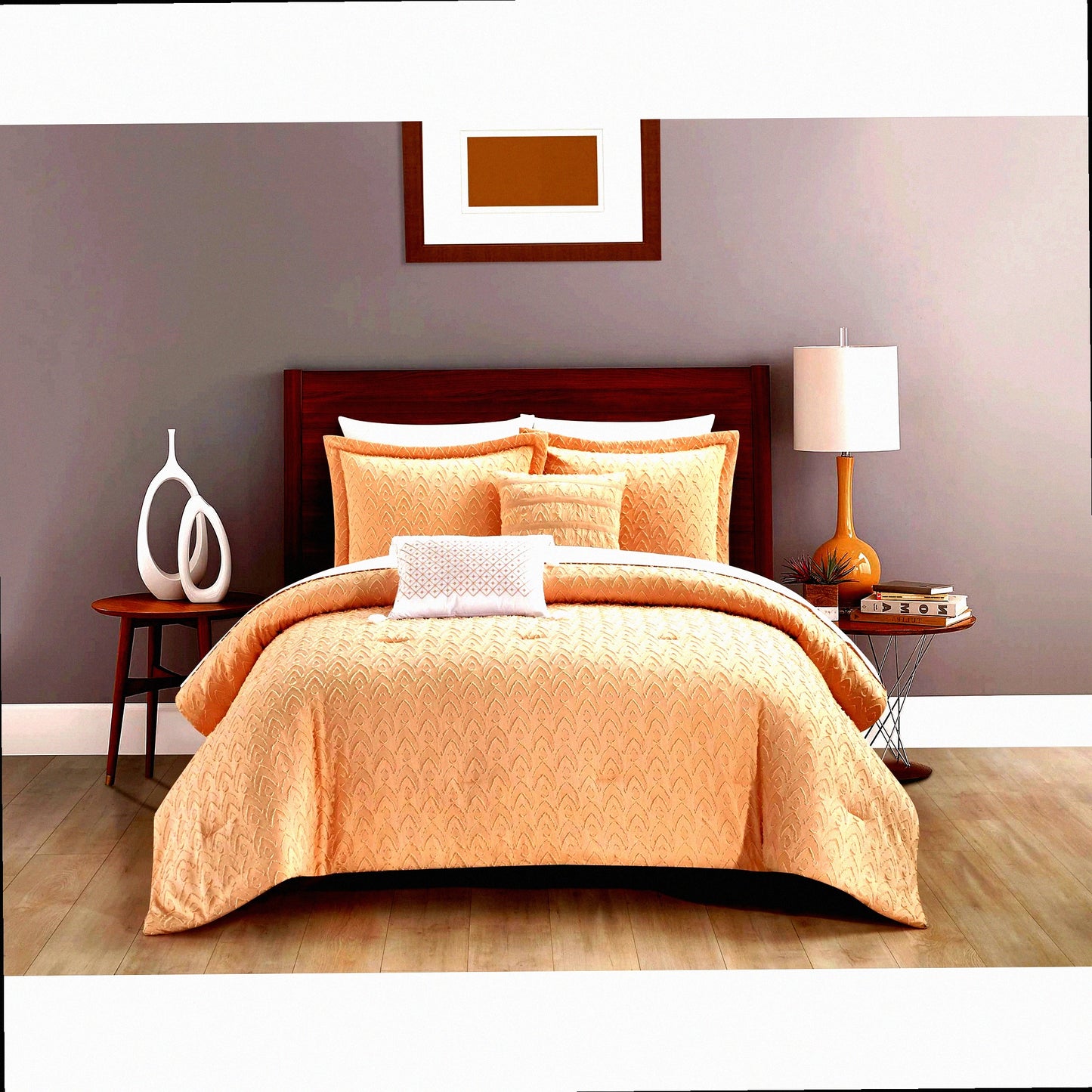 Geometric Bliss 5-Piece Comforter Set - Jacquard Clip Design, Queen Size, Blush Pink - Includes Decorative Pillows and Shams - Luxurious Bedding