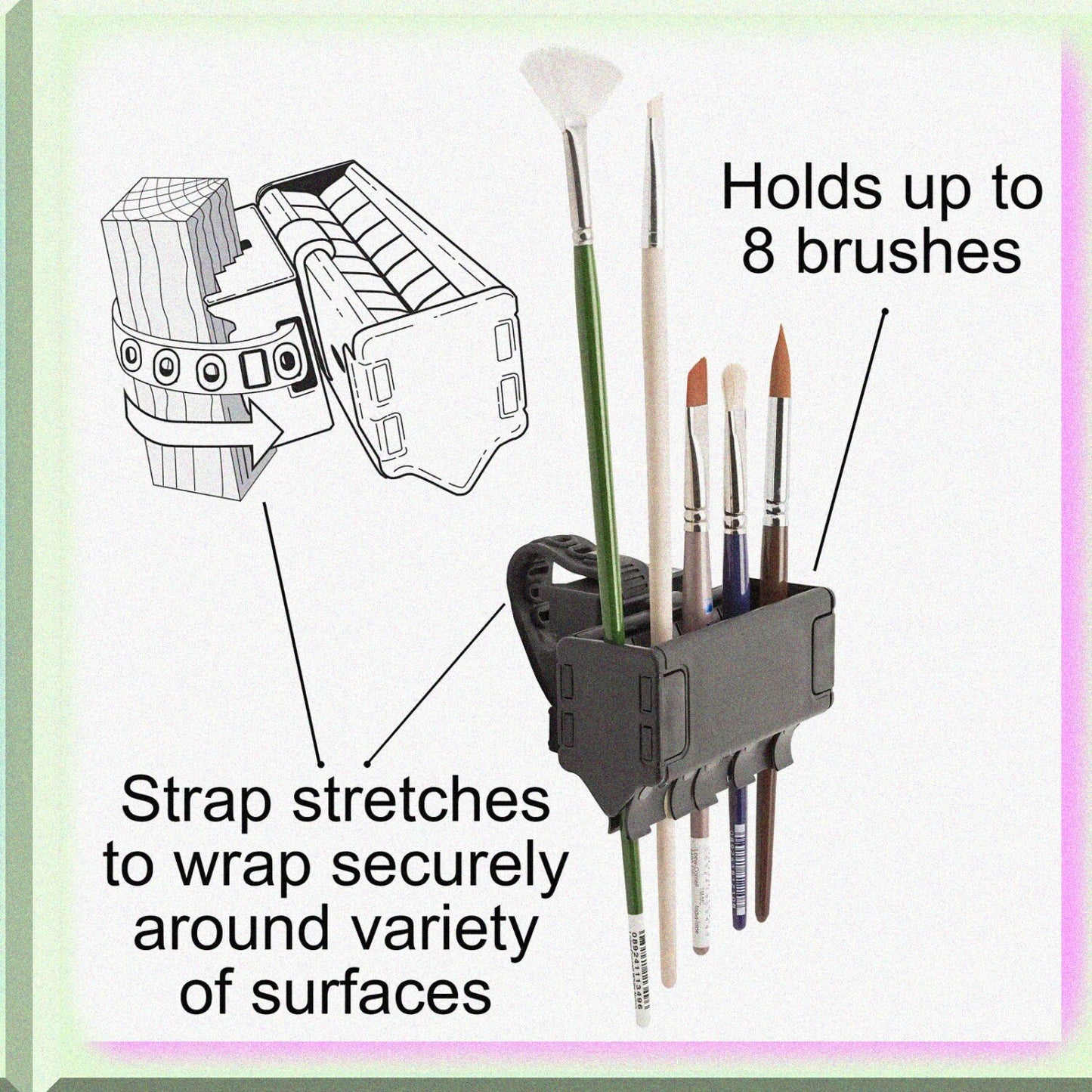 Paintbrush Holder and Drying Rack Black