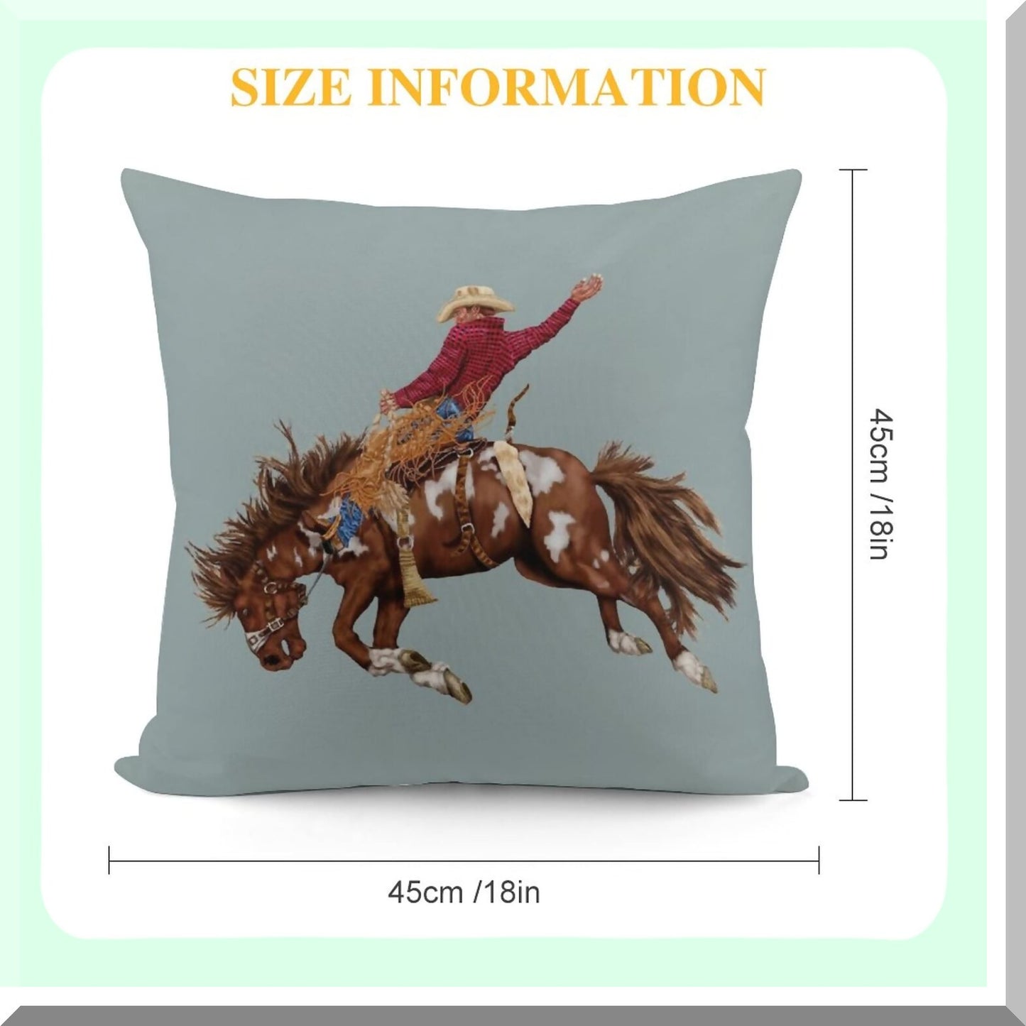 Rustic Cowboy Chic Pillowcase Set - Western Style Decorative Cushion Covers for Couch, Sofa, Bed - Soft Throw Pillows for Living Room, Car - 18x18"