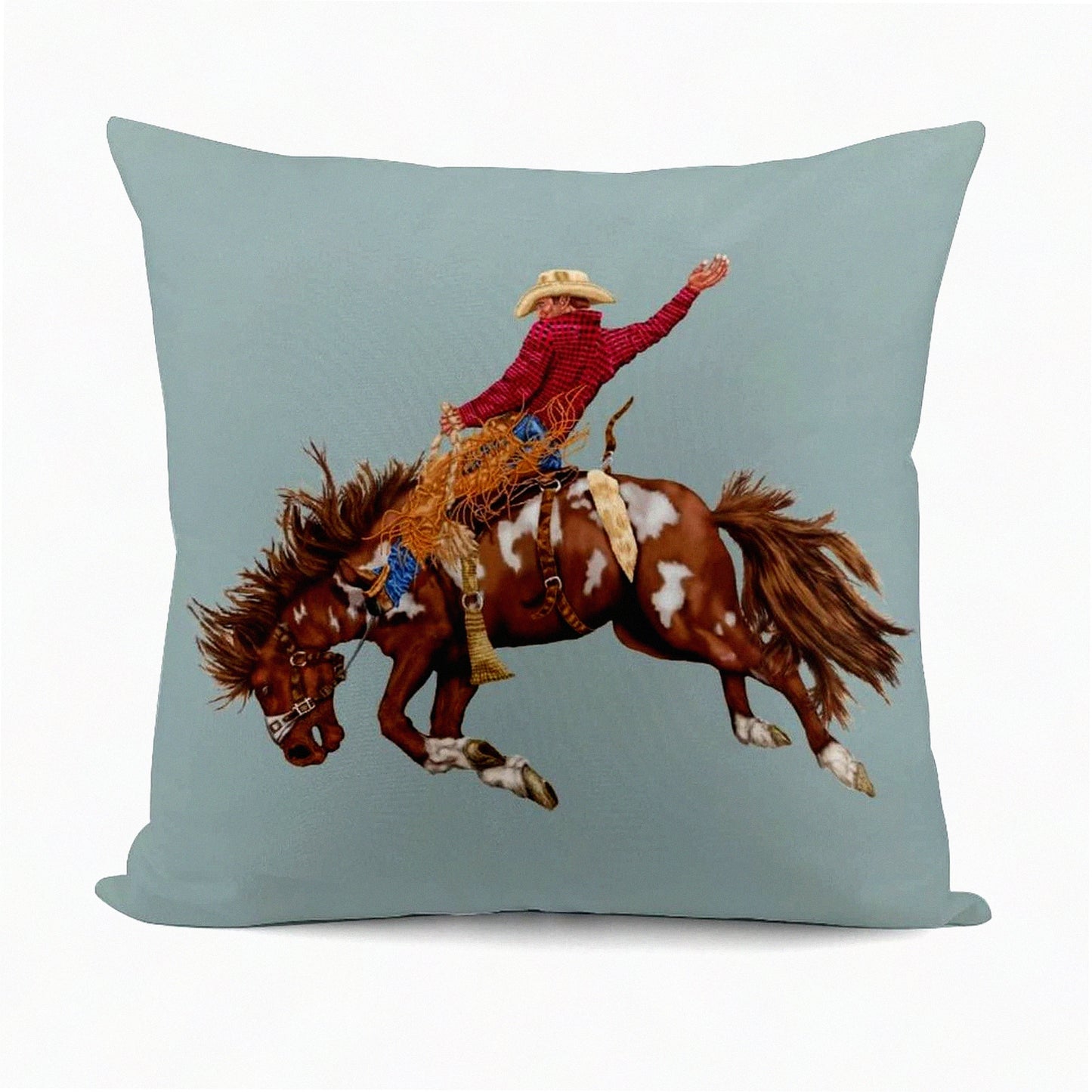 Rustic Cowboy Chic Pillowcase Set - Western Style Decorative Cushion Covers for Couch, Sofa, Bed - Soft Throw Pillows for Living Room, Car - 18x18"