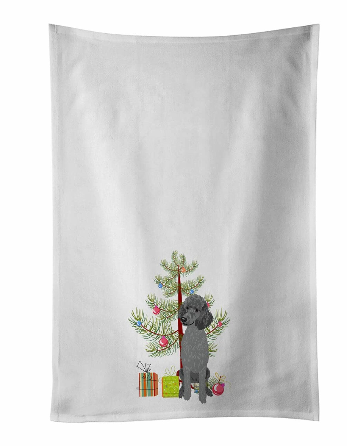 Poodle Standard Gray White Kitchen Towel Set of 2