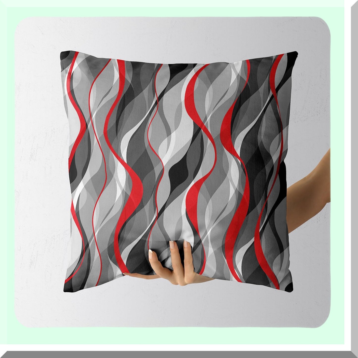Geometric Lines Decorative Pillow Covers Set - Black Red Grey Abstract Art Cushion Covers - Modern Living Room Sofa Accent Home Decor - Outdoor Pillows 18"x18" White