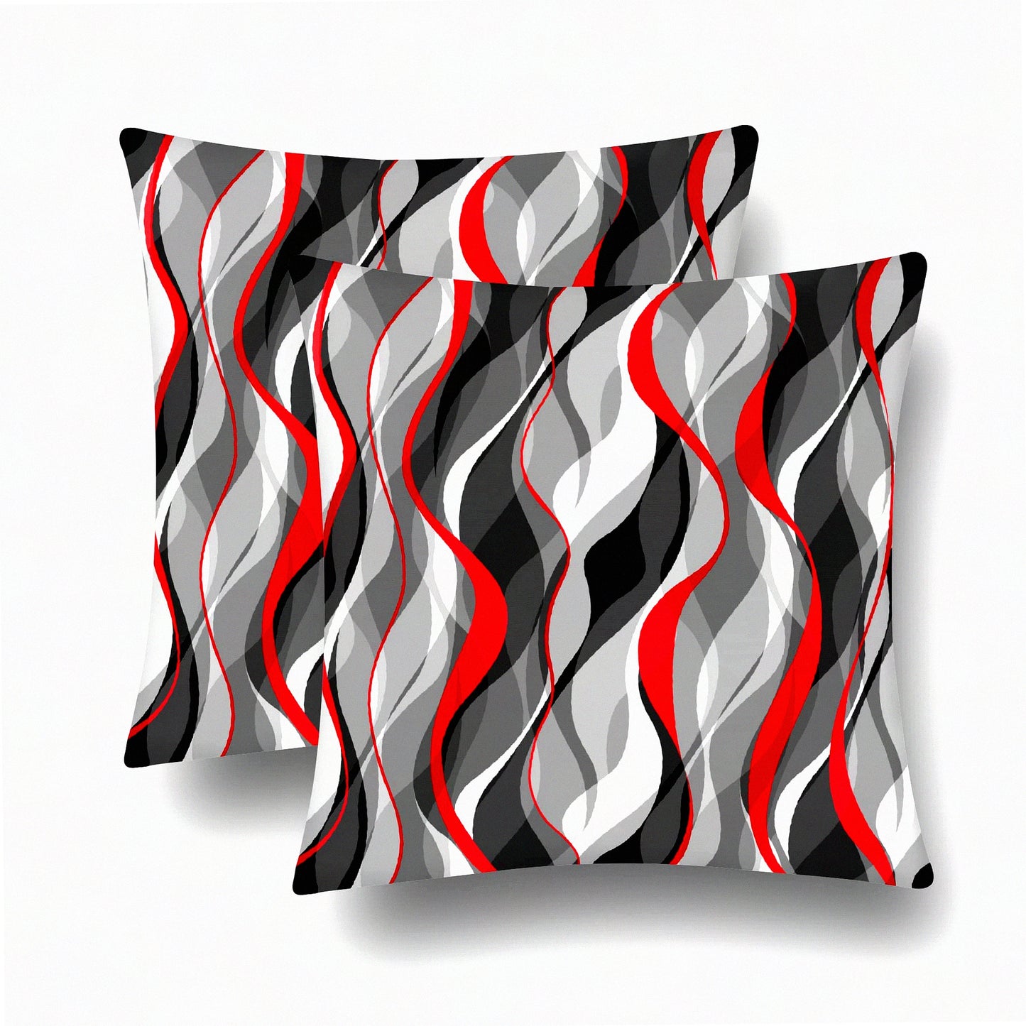 Geometric Lines Decorative Pillow Covers Set - Black Red Grey Abstract Art Cushion Covers - Modern Living Room Sofa Accent Home Decor - Outdoor Pillows 18"x18" White