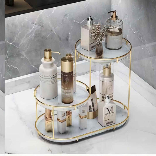 3-Layer Bathroom Shelf Organizer with Marble Trays