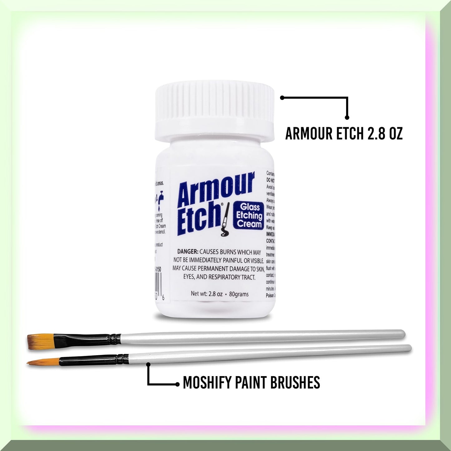 Glass Etching Kit with 2.8oz Cream and Brushes