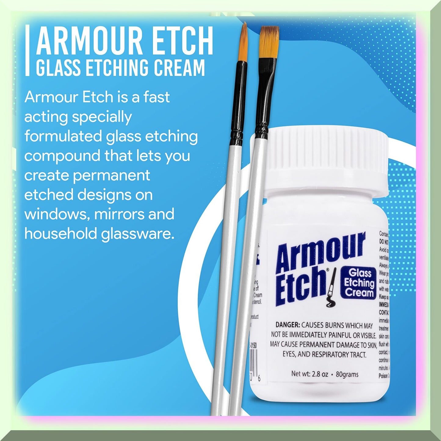 Glass Etching Kit with 2.8oz Cream and Brushes