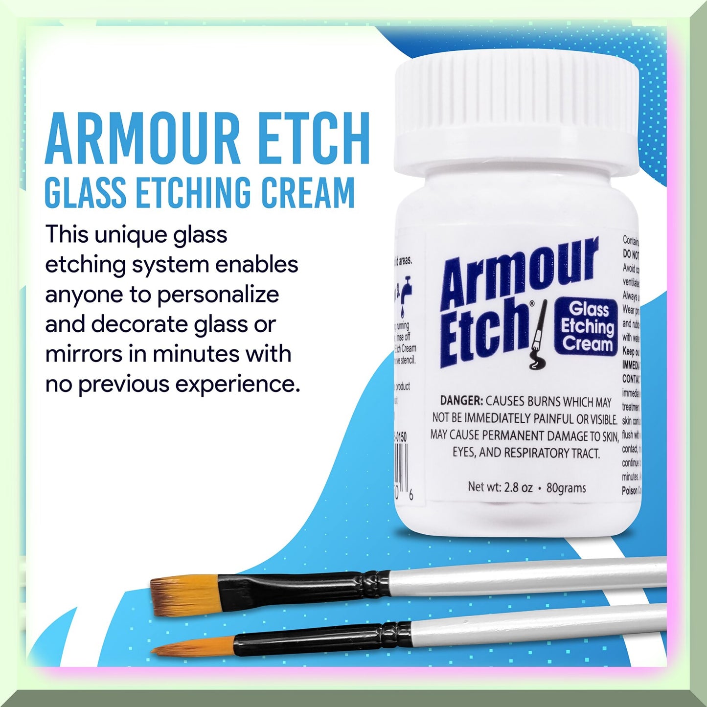 Glass Etching Kit with 2.8oz Cream and Brushes
