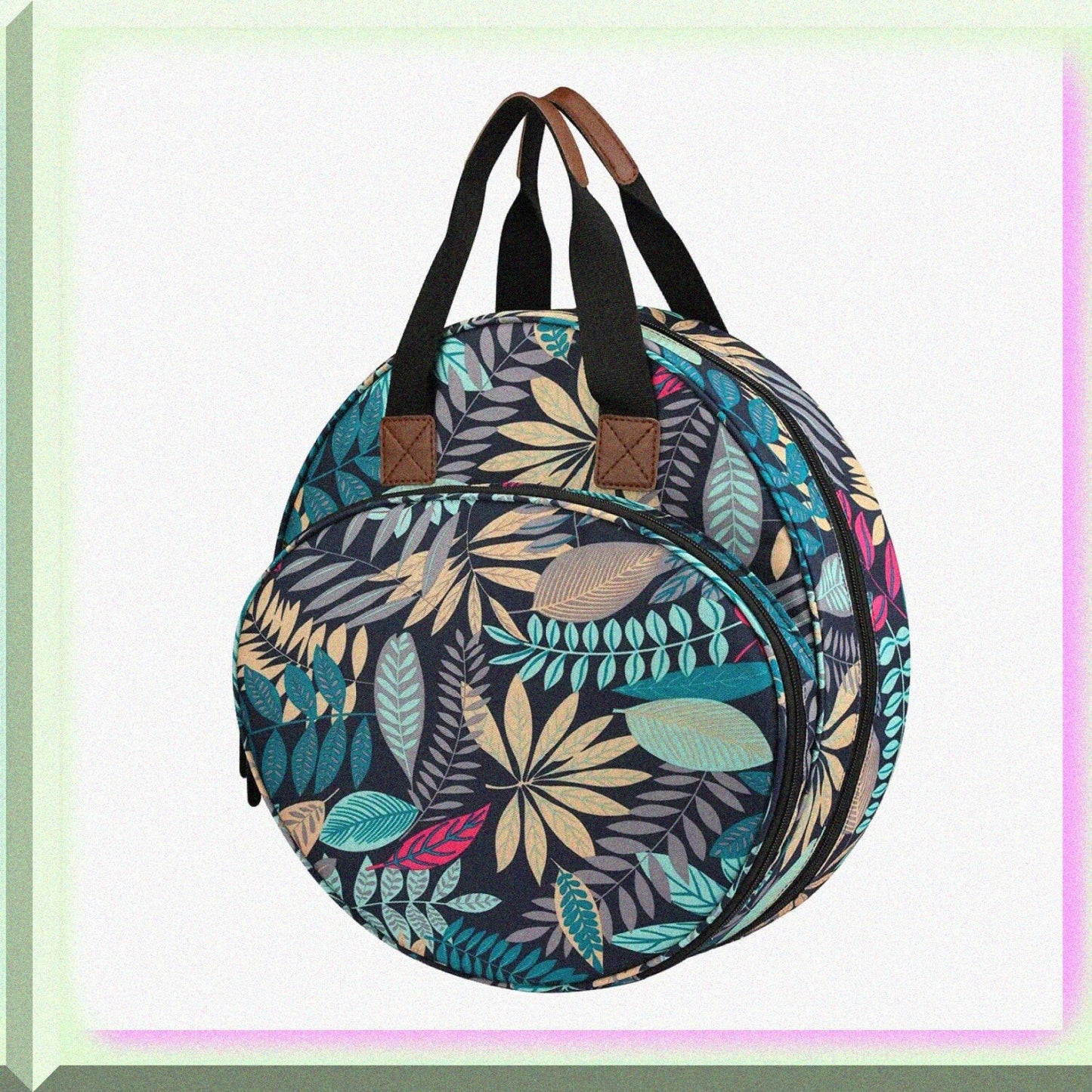 Cross Stitch Storage Bag Leaf Print Sewing Organizer