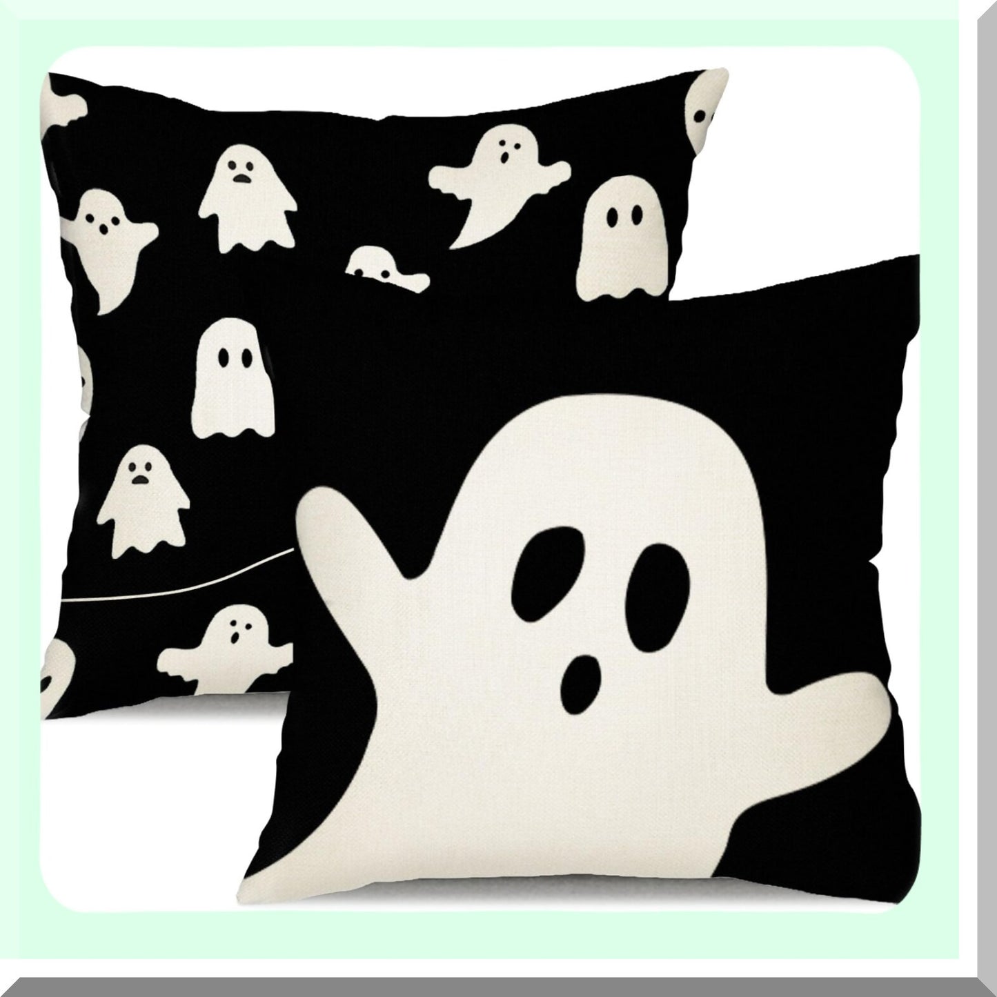 Ghostly Decor Pillow Covers - Set of 2 18x18 Lumbar Outdoor Pillows for Sofa, Home Decorations - Spooky Decorative Cushion Covers
