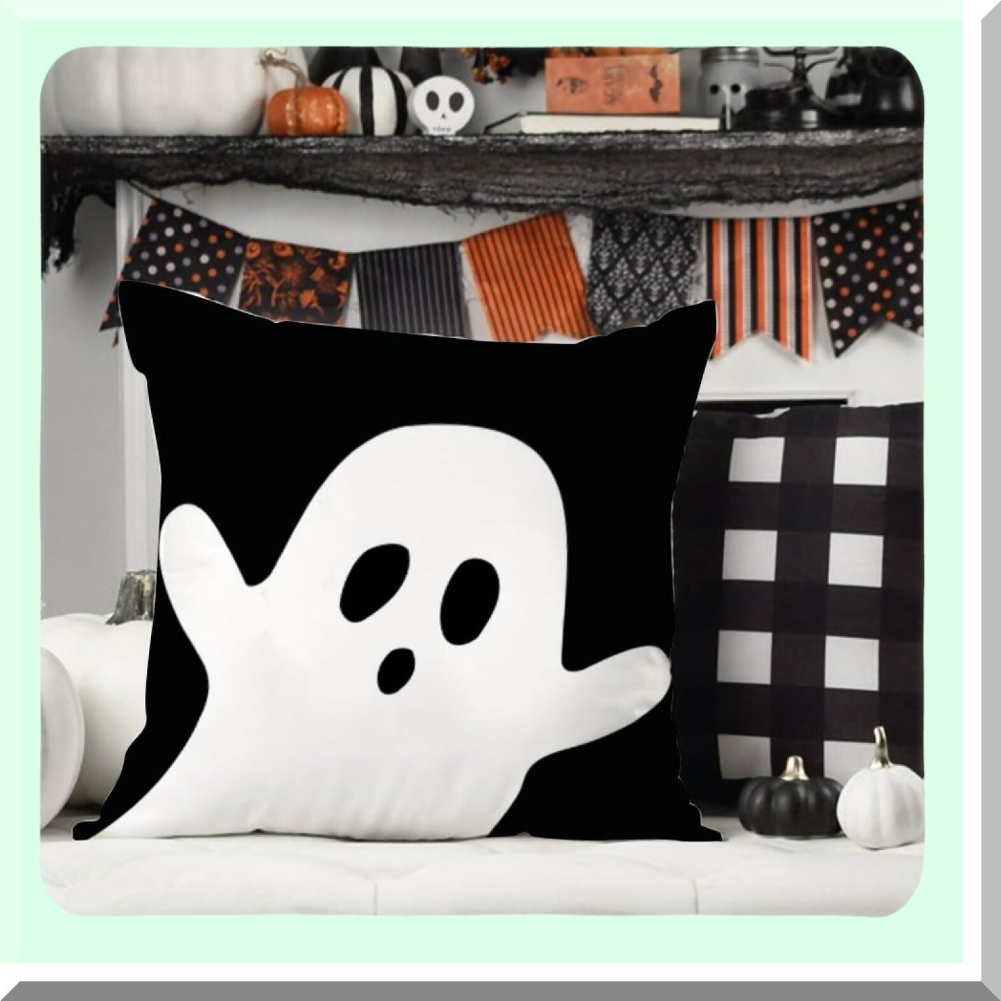 Ghostly Decor Pillow Covers - Set of 2 18x18 Lumbar Outdoor Pillows for Sofa, Home Decorations - Spooky Decorative Cushion Covers